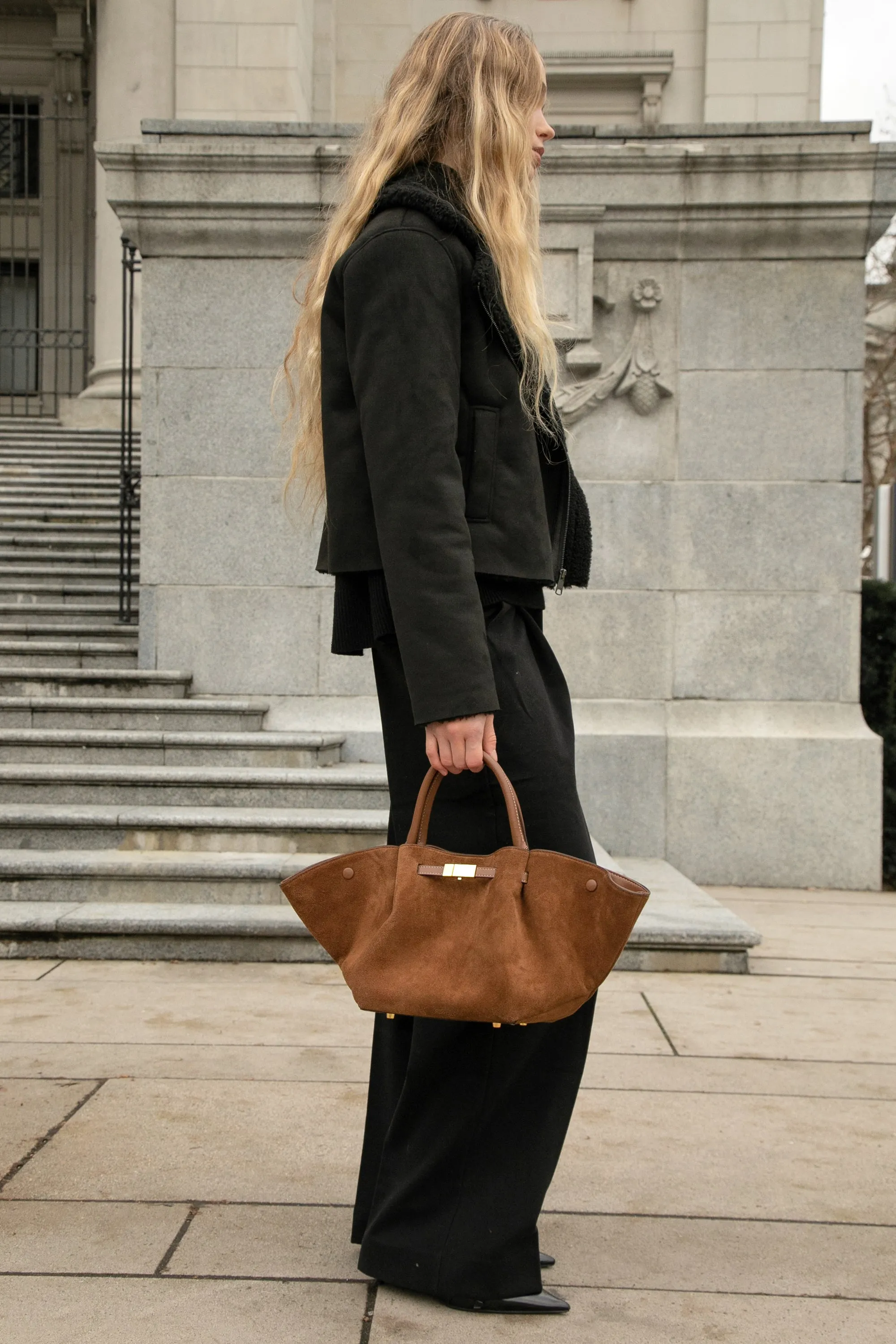 VEGAN SUEDE SHERPA AVIATOR JACKET sold by OAK AND FORT product image thumbnail 3