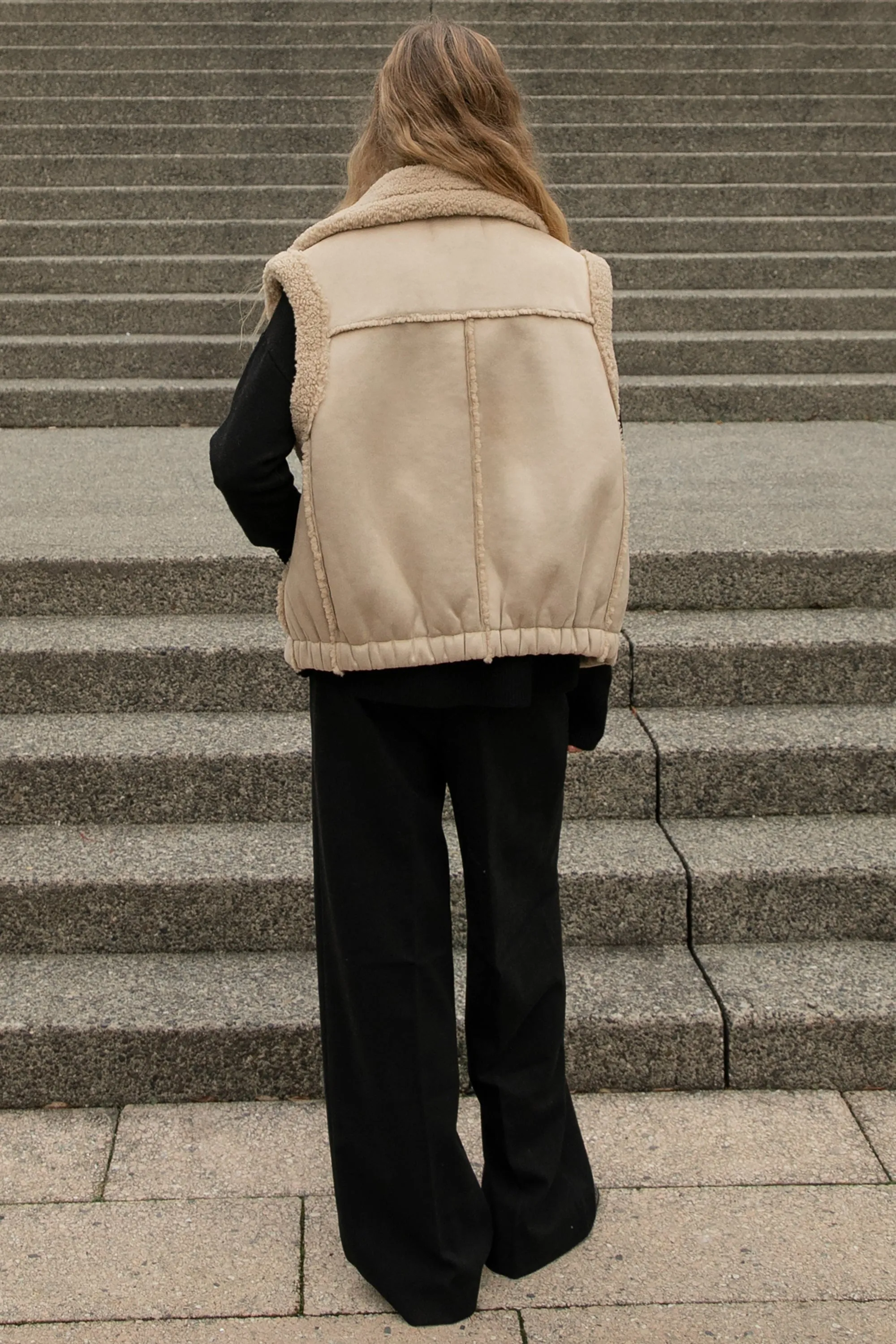 VEGAN SUEDE SHERPA AVIATOR VEST sold by OAK AND FORT product image thumbnail 4
