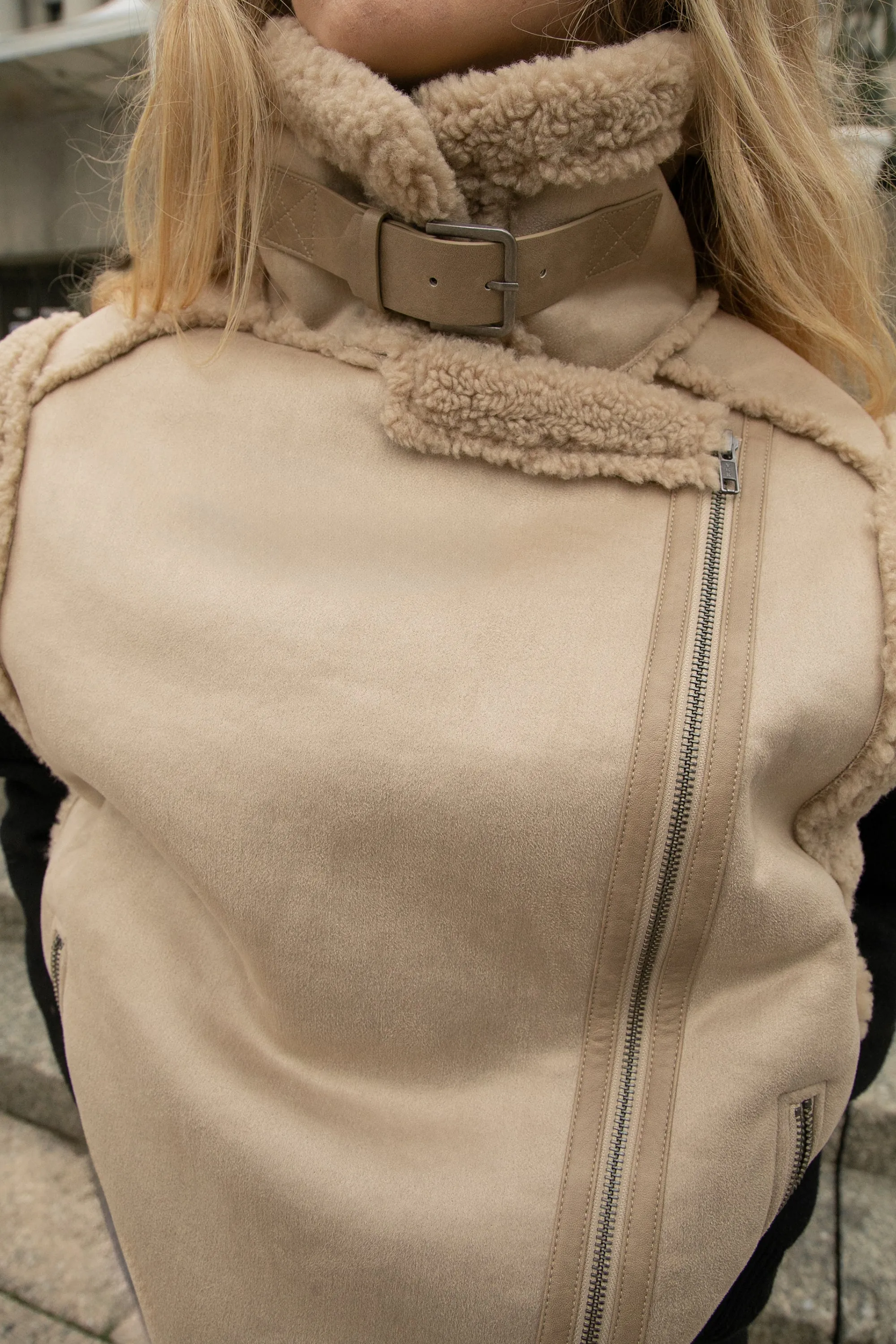 VEGAN SUEDE SHERPA AVIATOR VEST sold by OAK AND FORT product image thumbnail 2