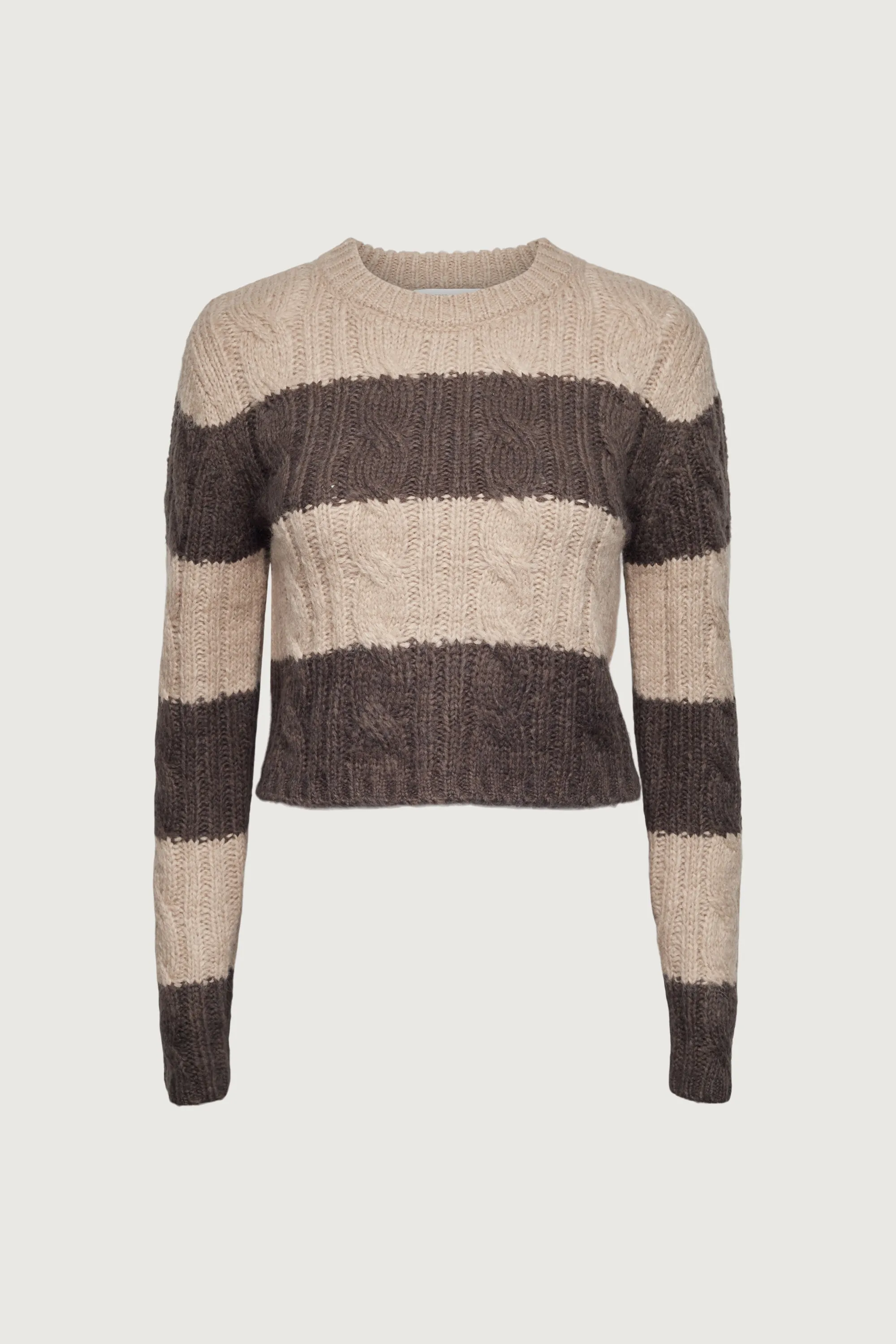 STRIPED CABLE KNIT CROPPED SWEATER sold by OAK AND FORT product image thumbnail 5