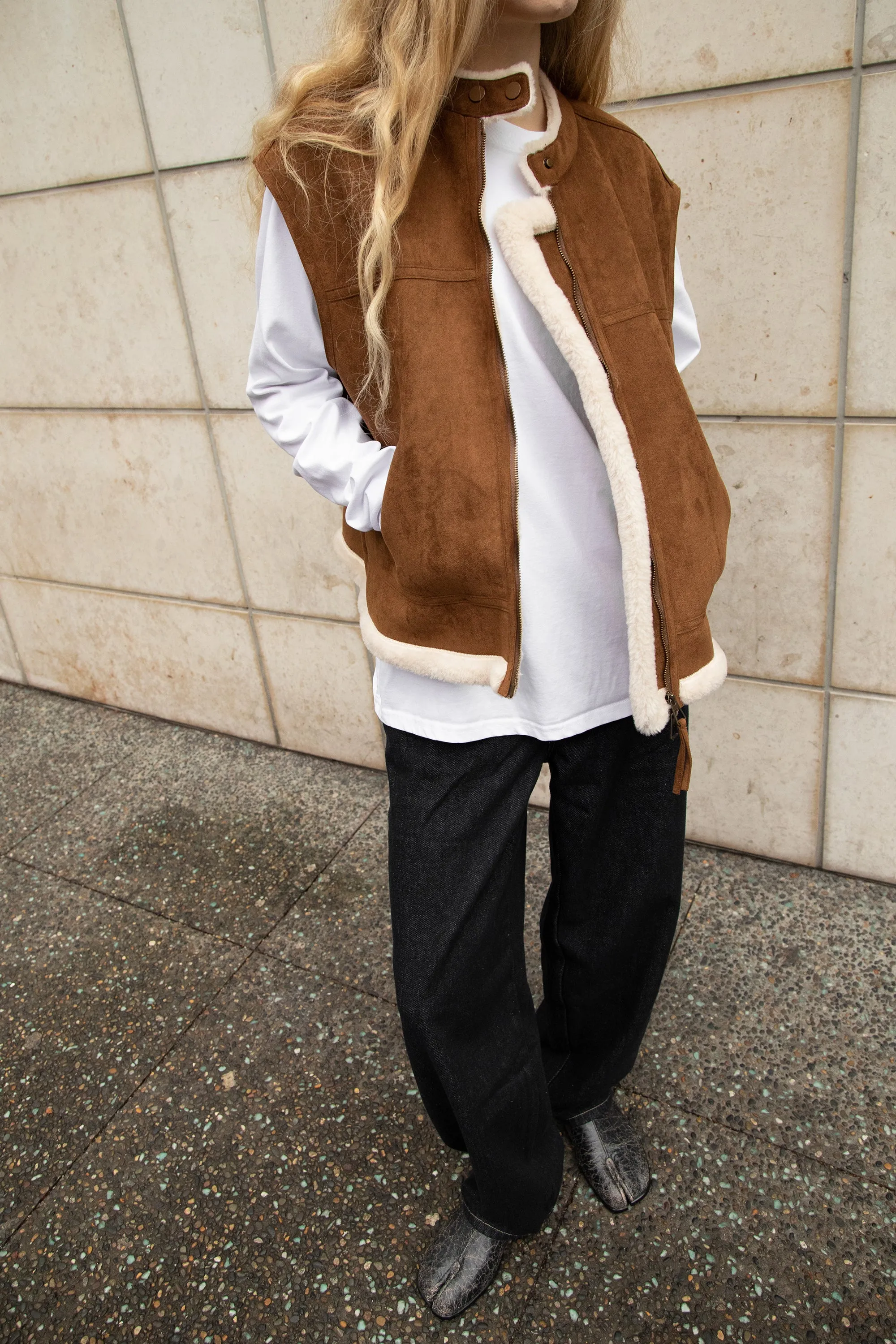 VEGAN SUEDE SHERPA VEST sold by OAK AND FORT product image thumbnail 3