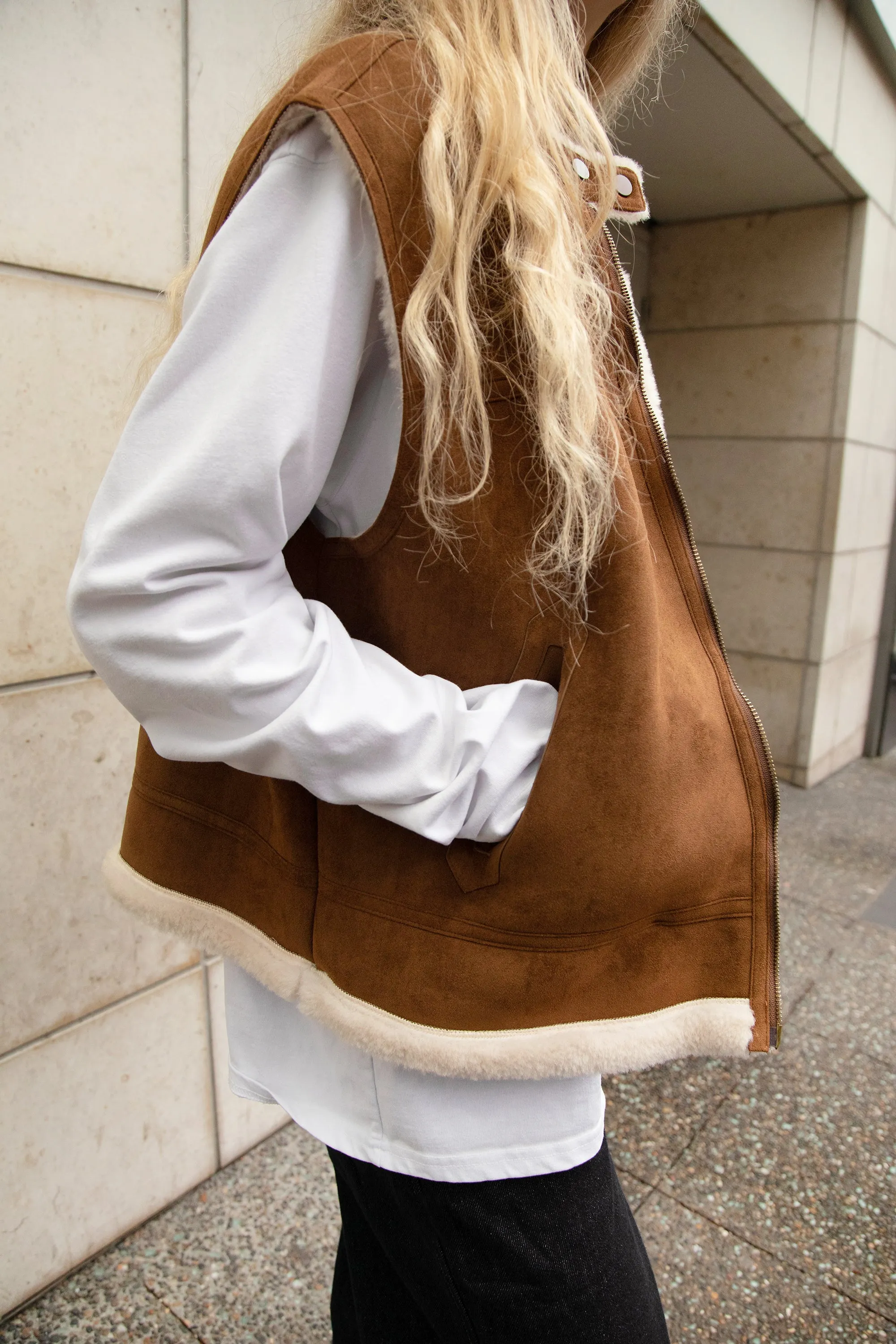 VEGAN SUEDE SHERPA VEST sold by OAK AND FORT product image thumbnail 2