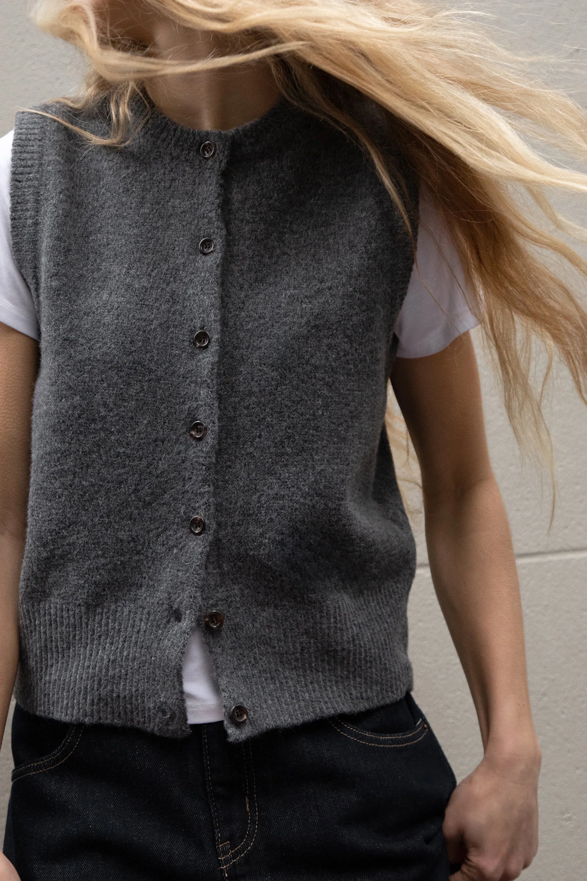 BUTTON UP KNIT VEST sold by OAK AND FORT