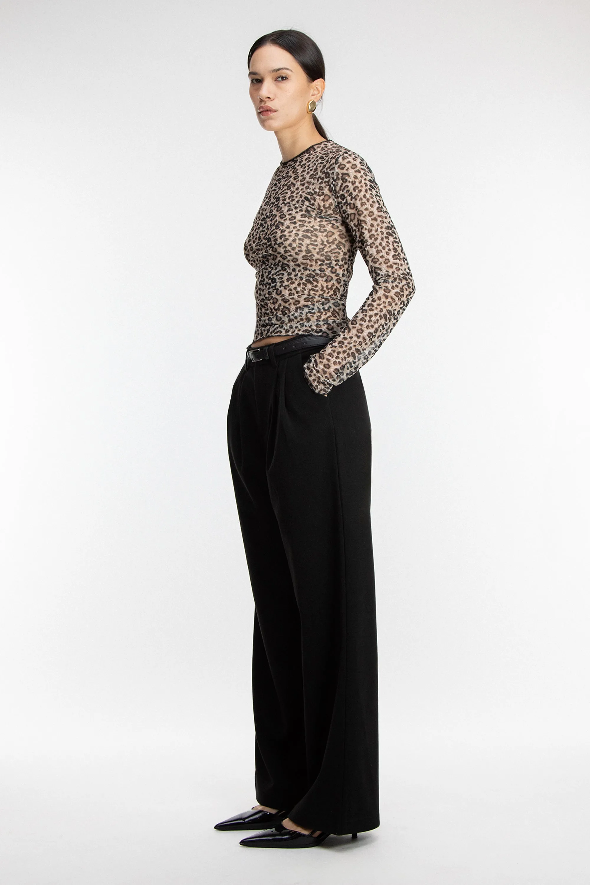 SHEER LEOPARD PRINT TOP sold by OAK AND FORT product image thumbnail 3