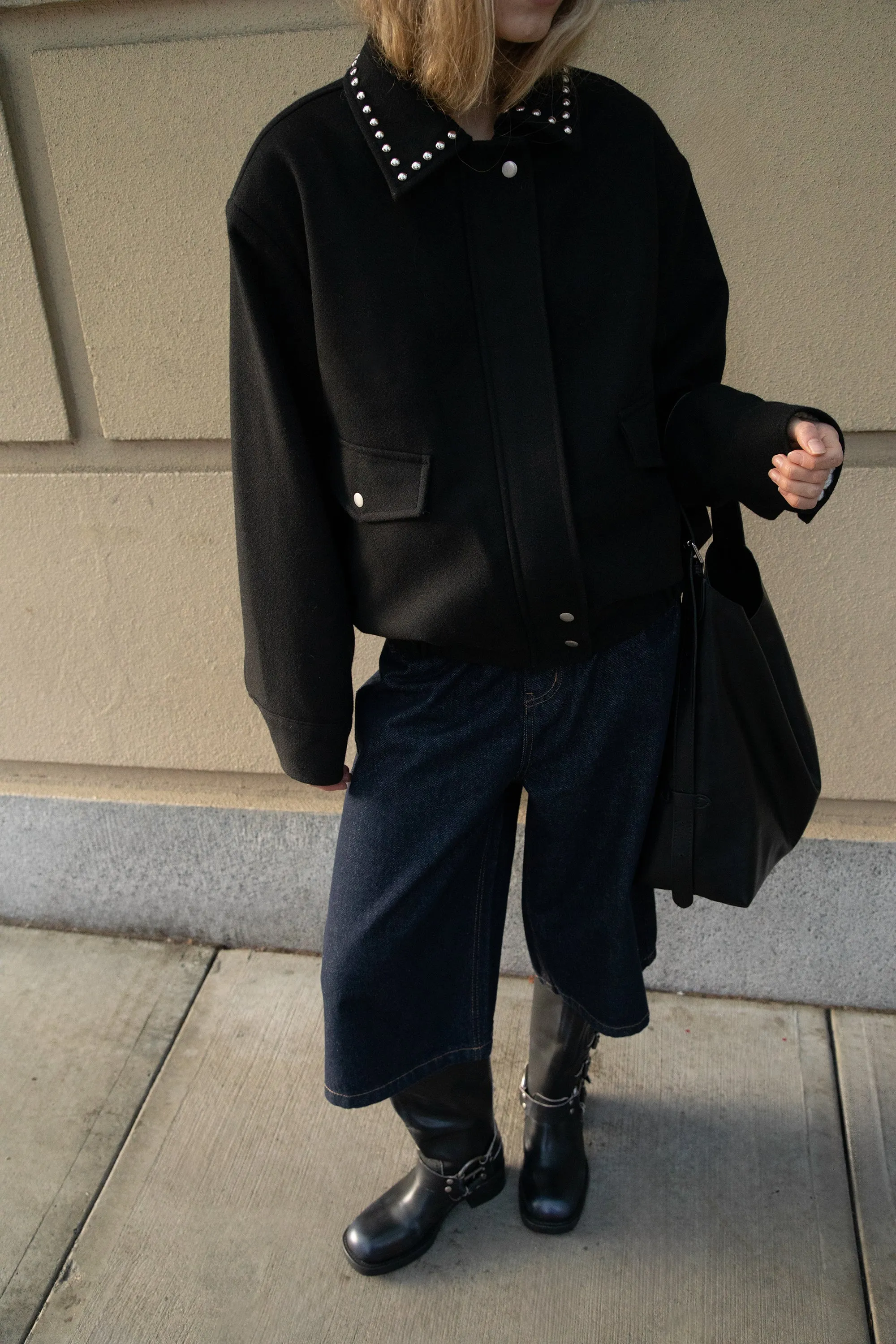 BOMBER JACKET WITH STUDS sold by OAK AND FORT