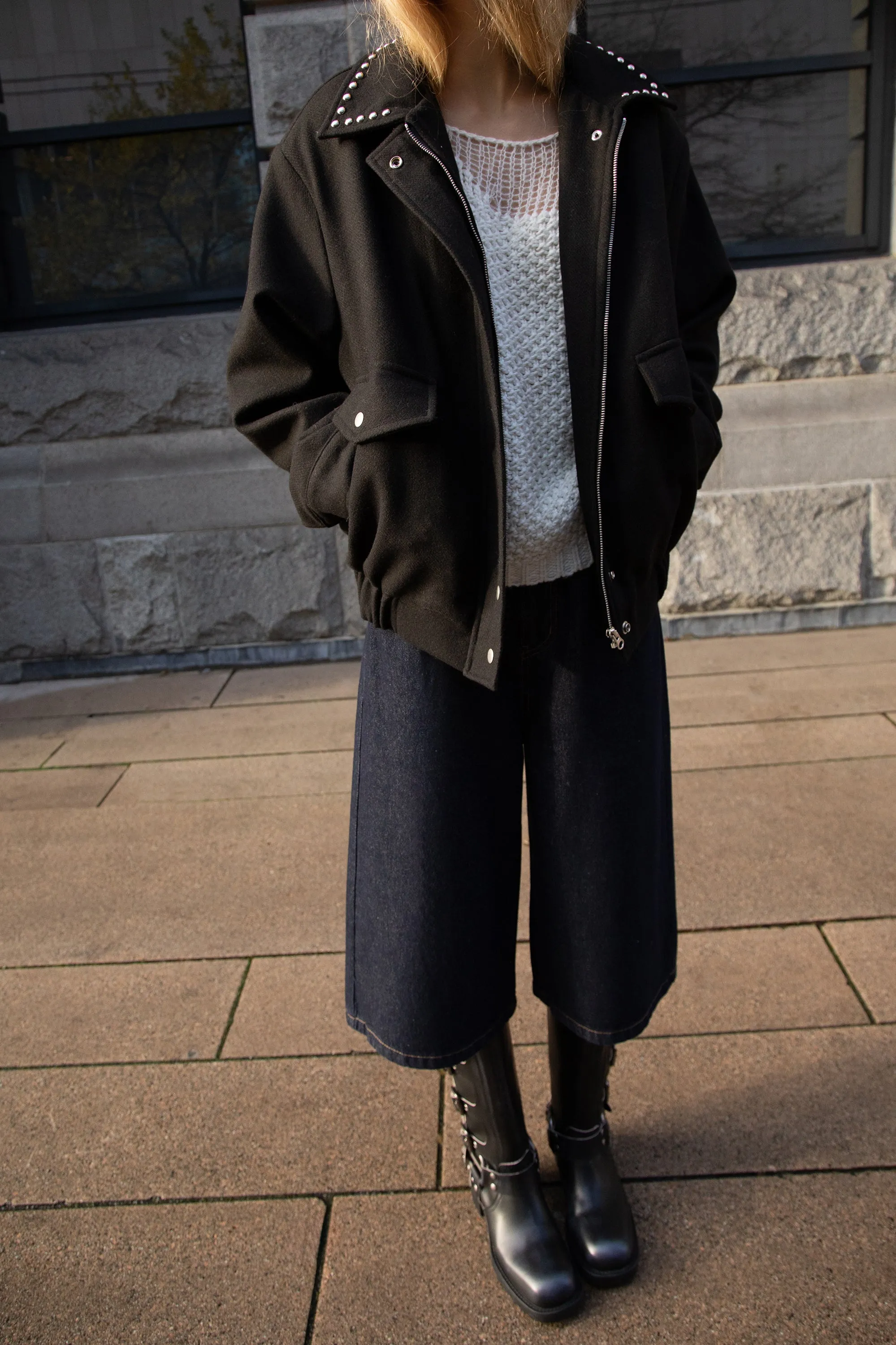 BOMBER JACKET WITH STUDS sold by OAK AND FORT product image thumbnail 3