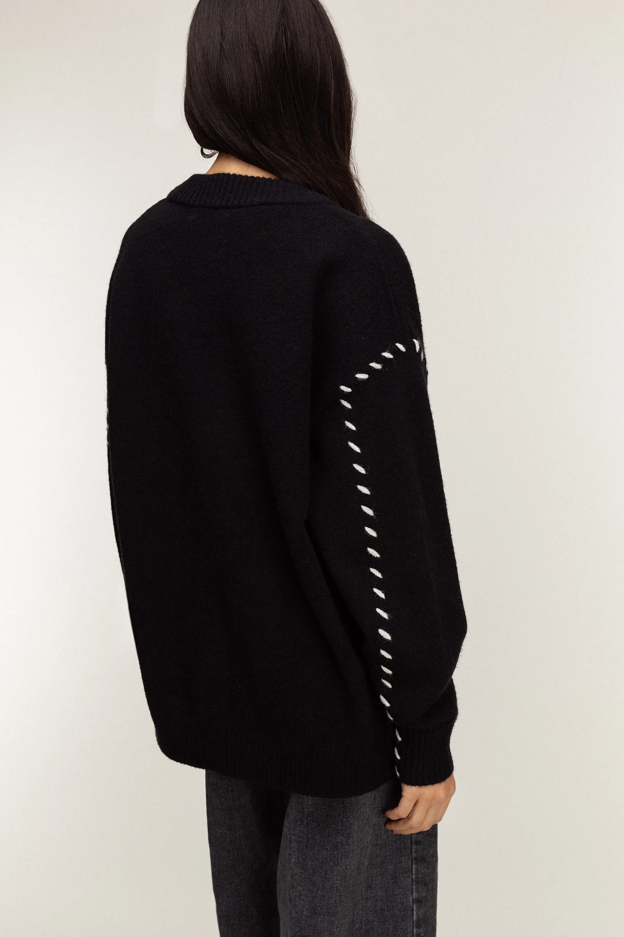 CONTRAST STITCH DETAIL BUTTON FRONT CARDIGAN sold by OAK AND FORT product image thumbnail 4