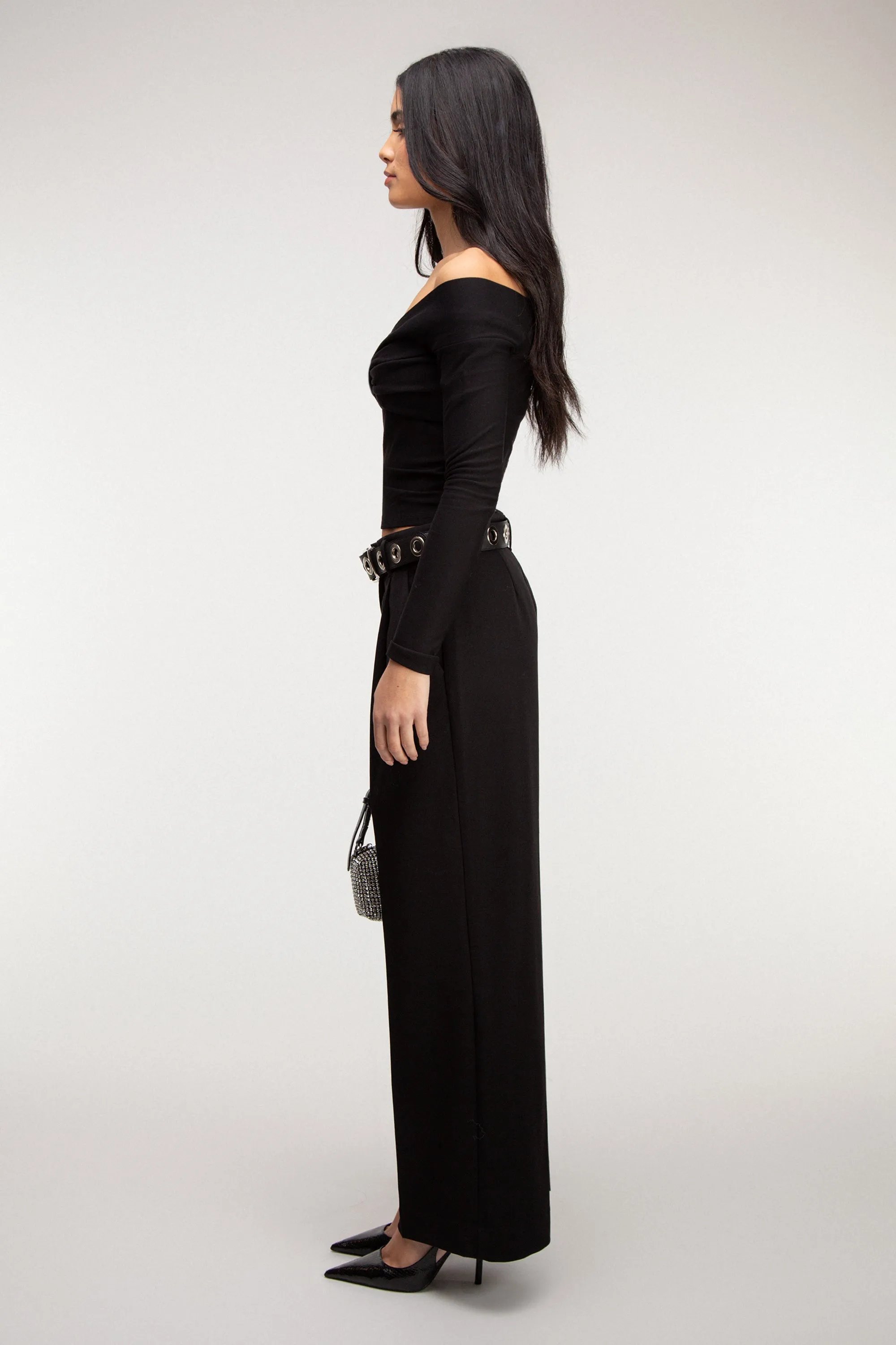 CROPPED OFF THE SHOULDER TWIST FRONT TOP sold by OAK AND FORT product image thumbnail 4