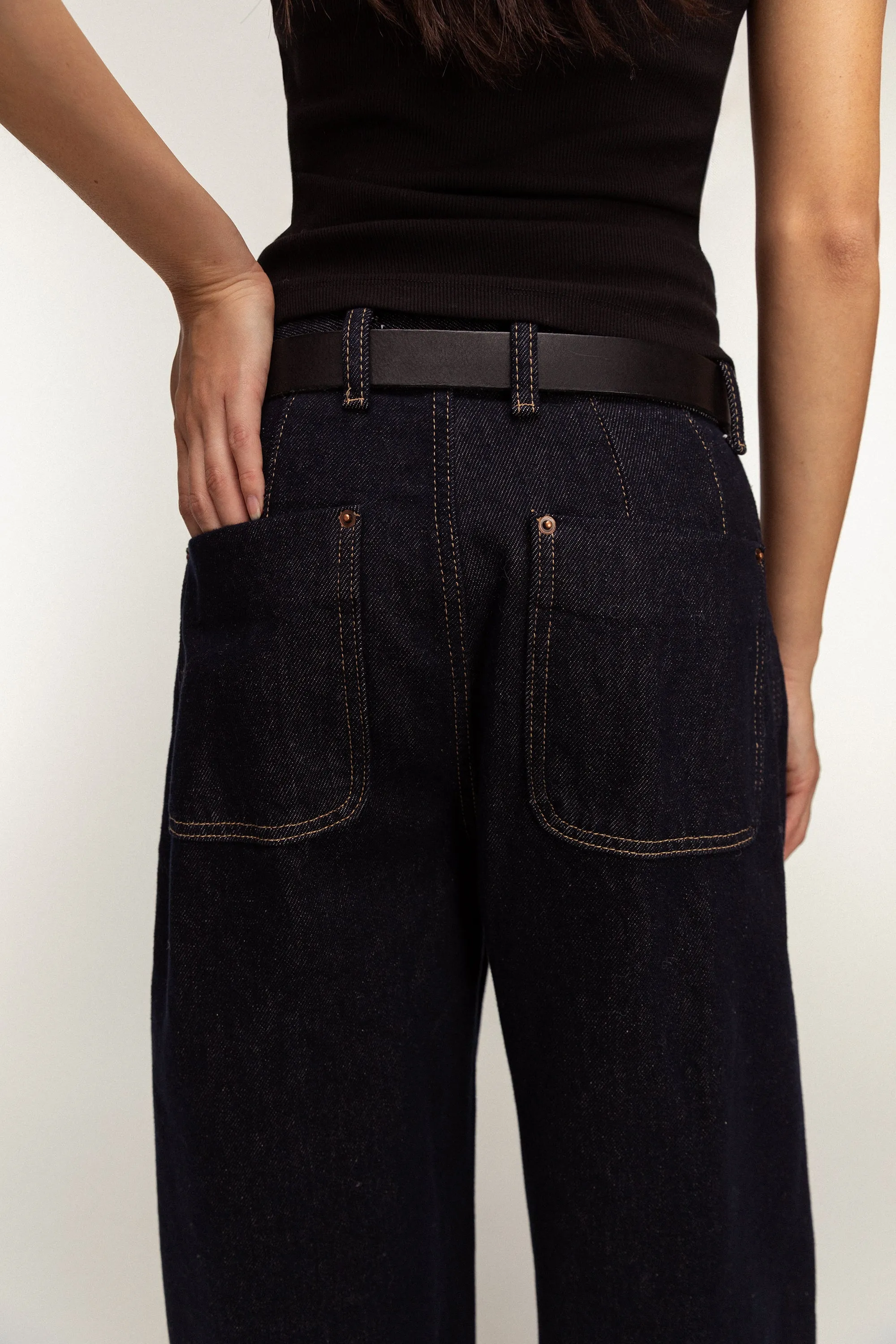 DARK WASH BARREL JEANS sold by OAK AND FORT product image thumbnail 5