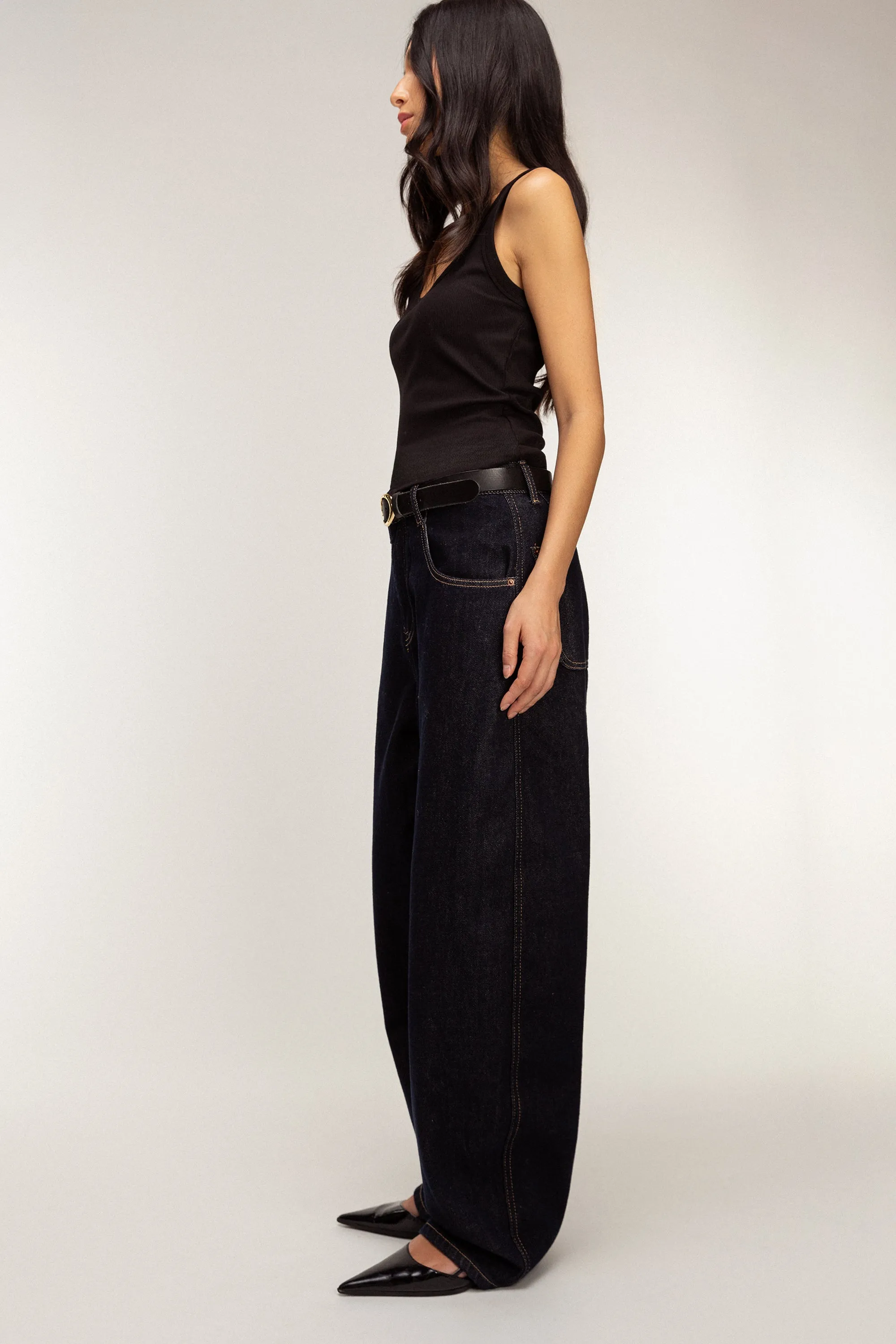 DARK WASH BARREL JEANS sold by OAK AND FORT product image thumbnail 4