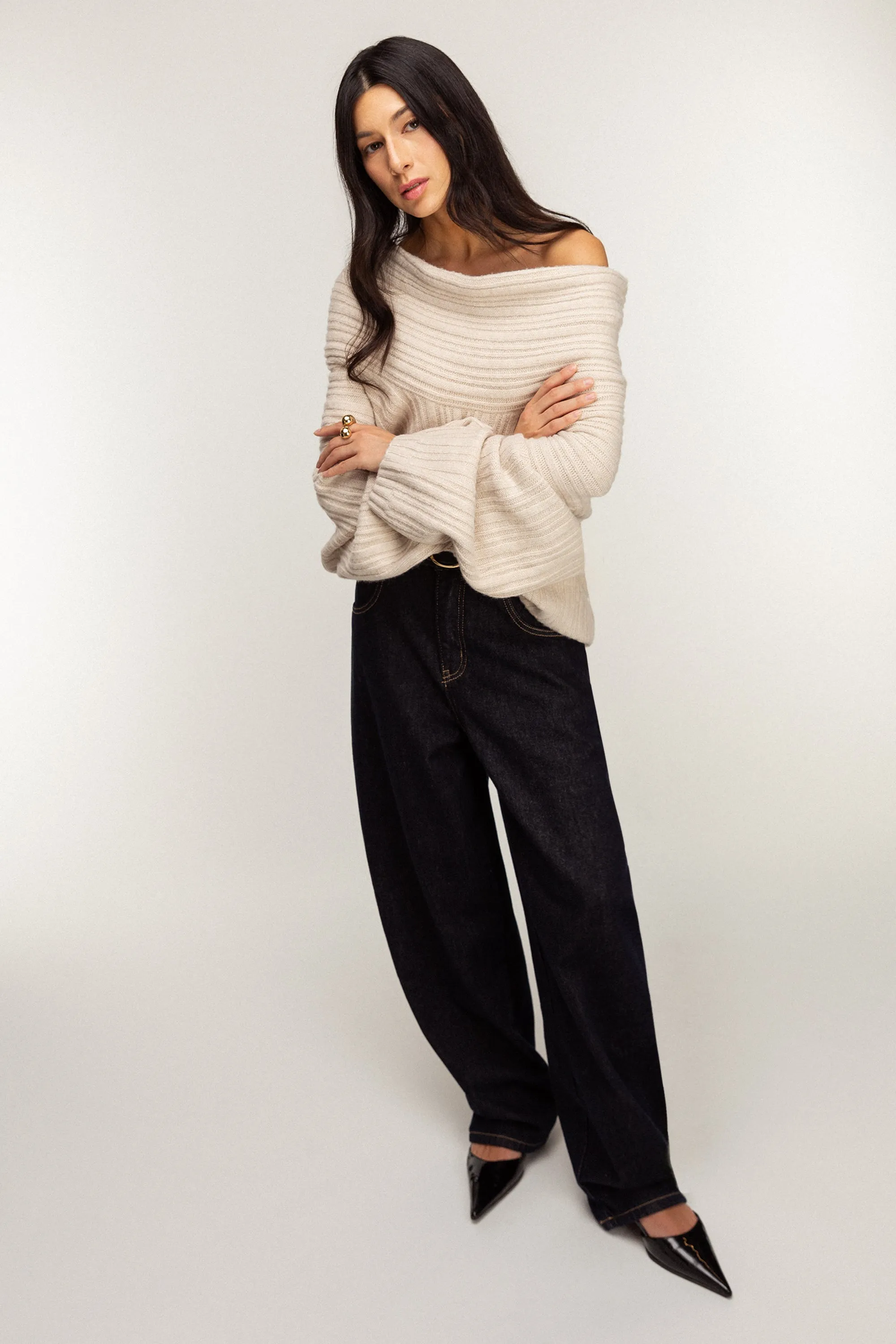 DARK WASH BARREL JEANS sold by OAK AND FORT product image thumbnail 3