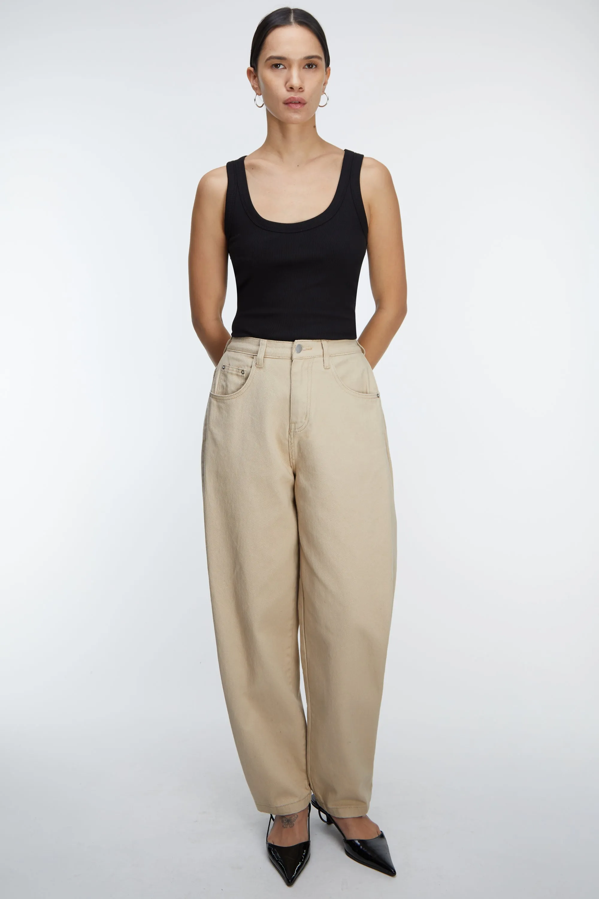 BOTTOM SNAP COTTON TWILL PANTS sold by OAK AND FORT