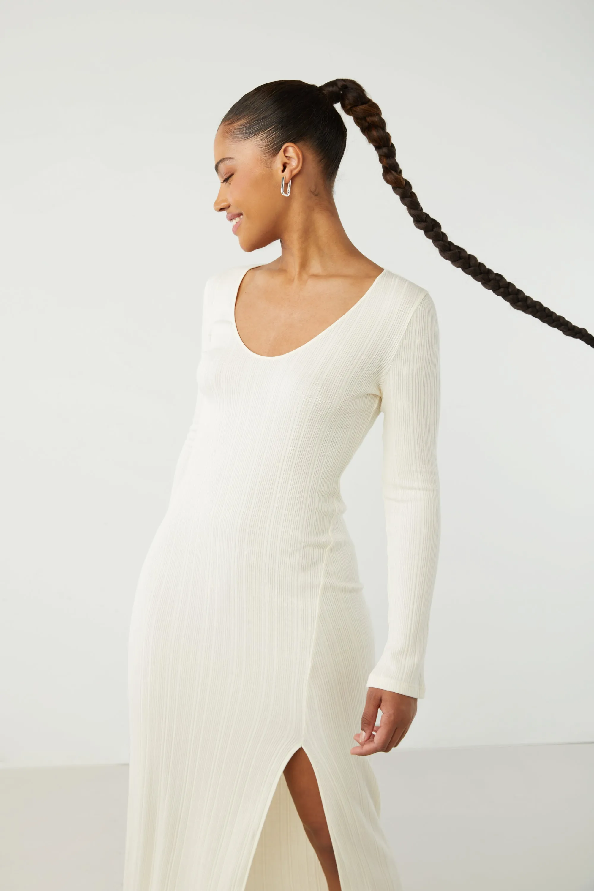 HIGH FRONT SLIT MIDI DRESS sold by OAK AND FORT product image thumbnail 3