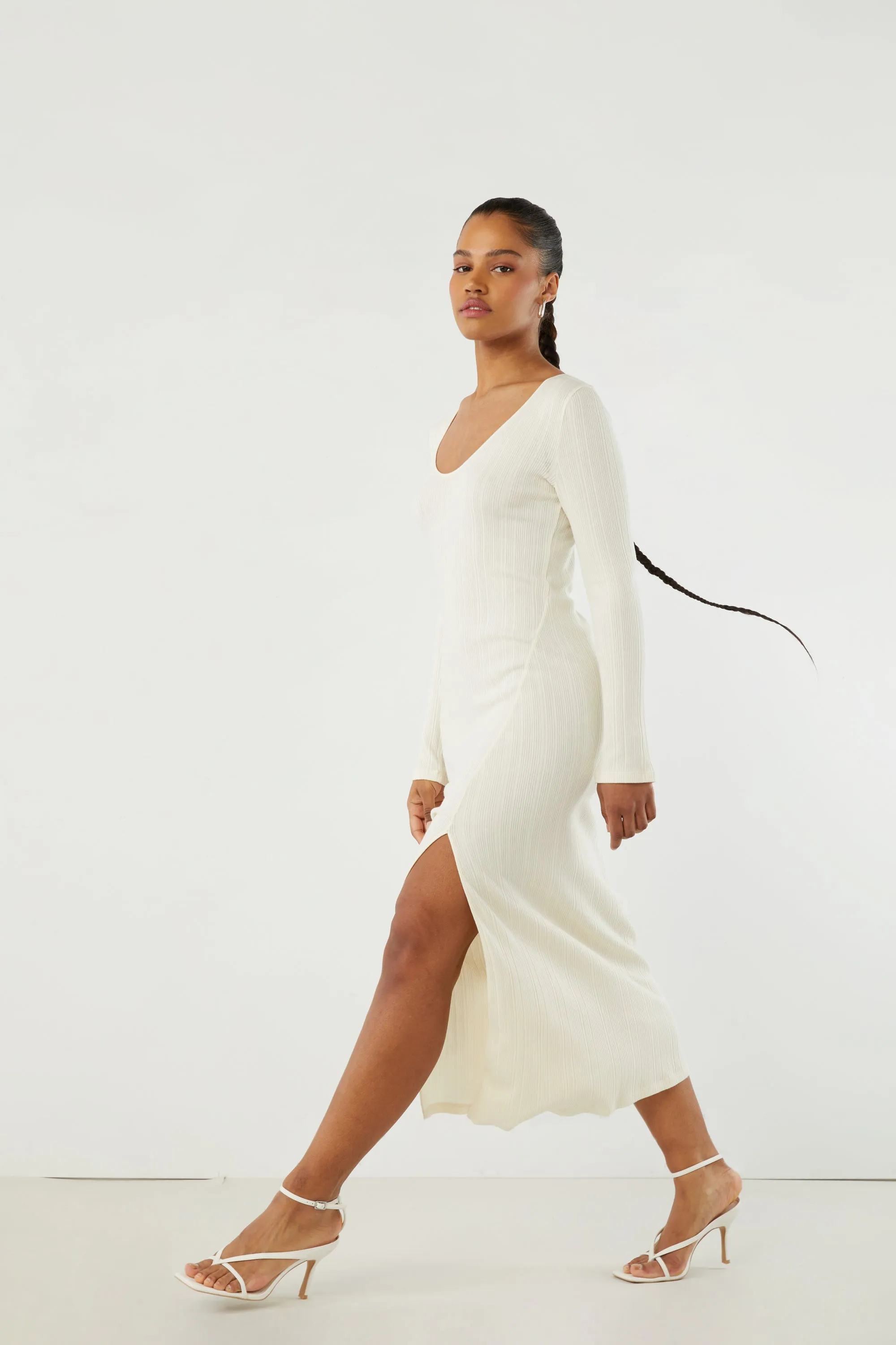 HIGH FRONT SLIT MIDI DRESS sold by OAK AND FORT product image thumbnail 2