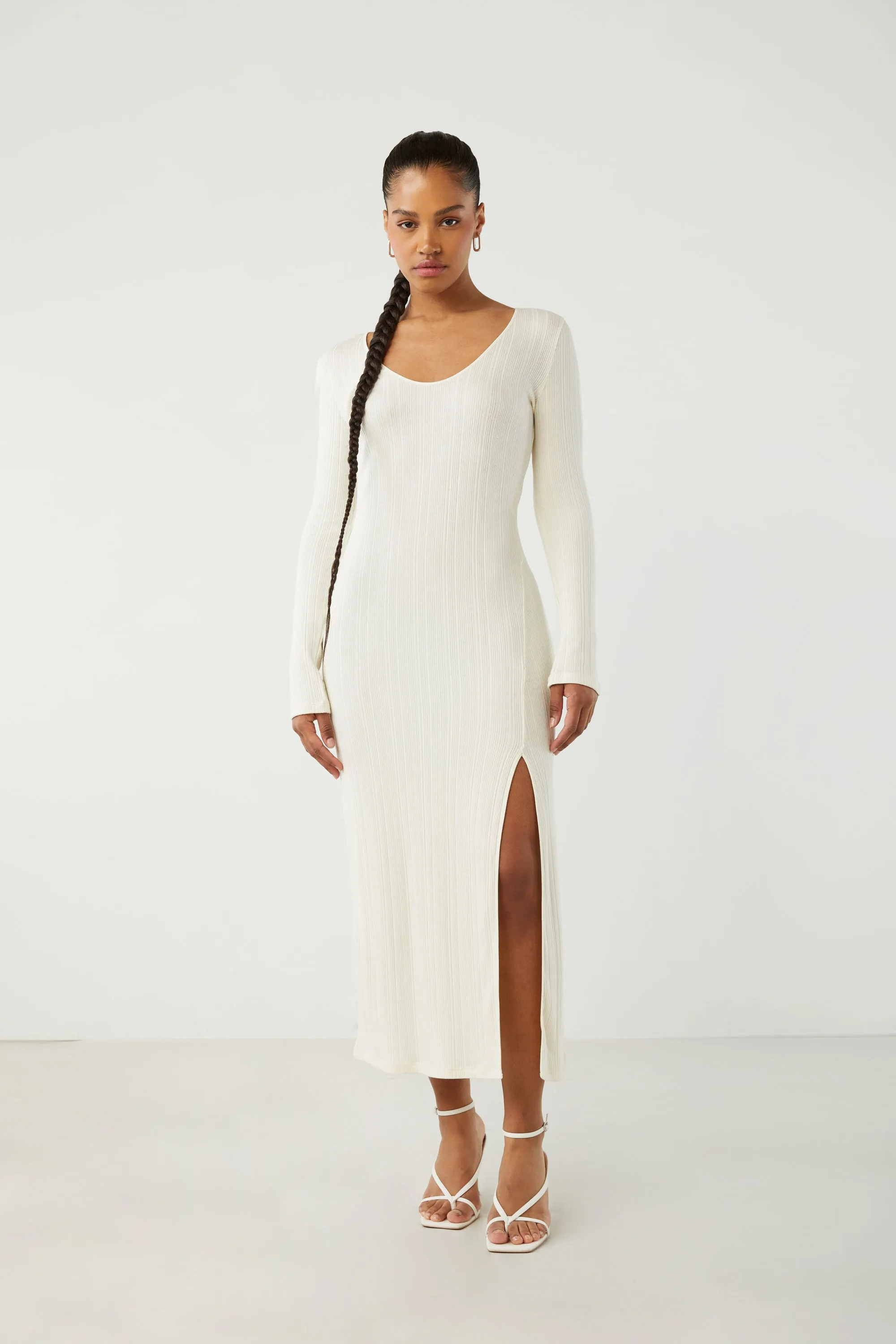HIGH FRONT SLIT MIDI DRESS sold by OAK AND FORT