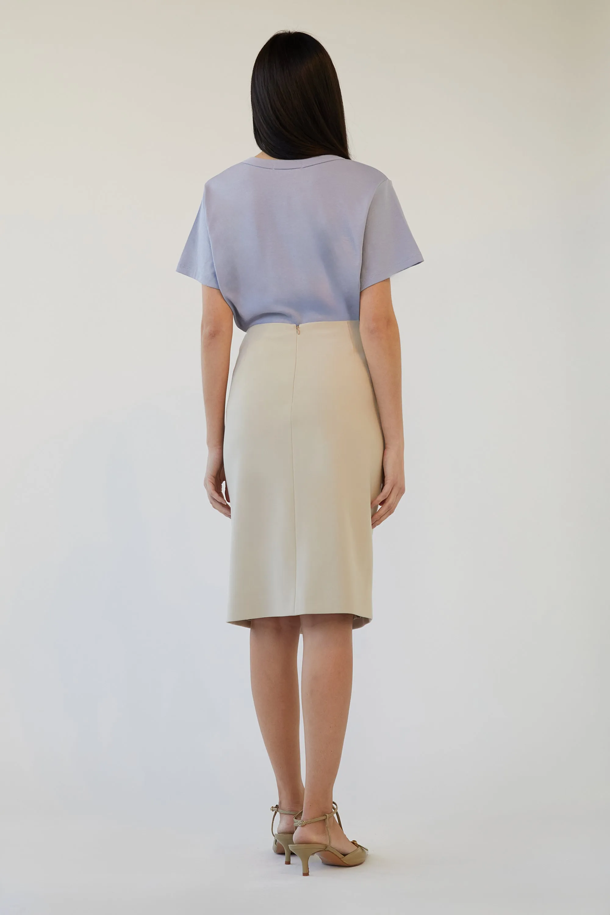MIDI SUITING SKIRT WITH FRONT SLIT sold by OAK AND FORT product image thumbnail 3