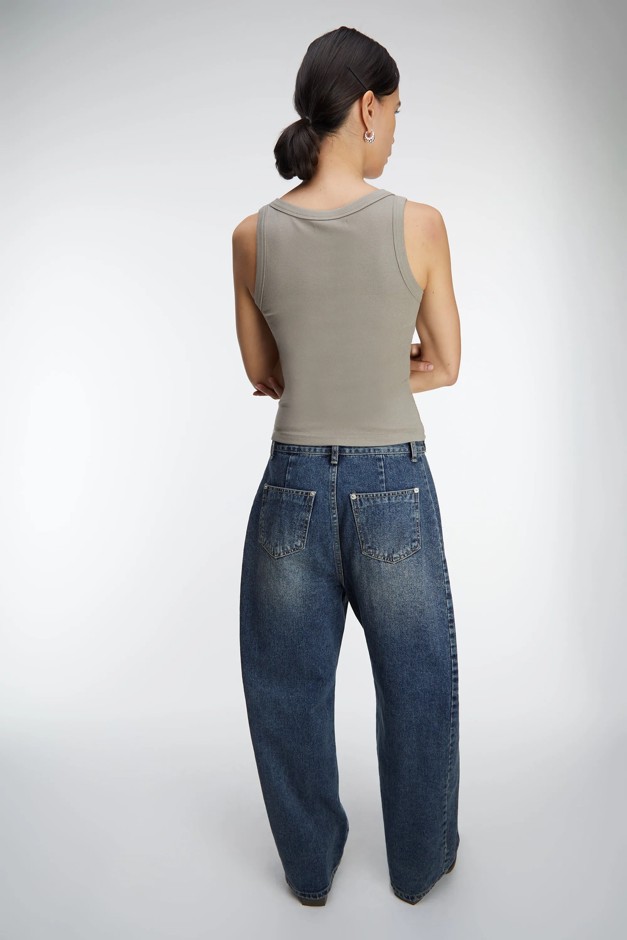 BUTTONED WAIST CURVED LEG JEAN sold by OAK AND FORT product image thumbnail 4