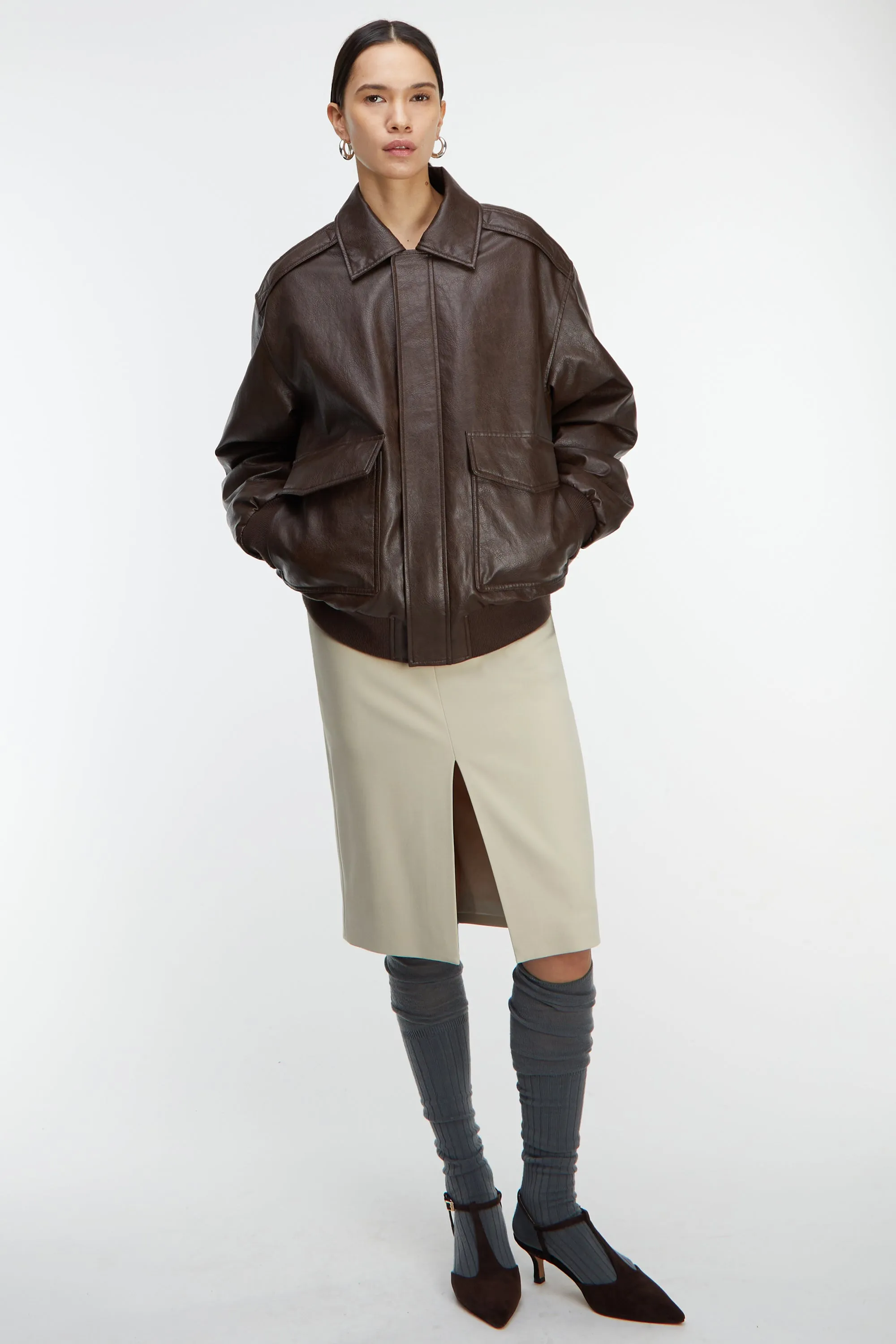 VEGAN LEATHER BOMBER JACKET sold by OAK AND FORT product image thumbnail 4