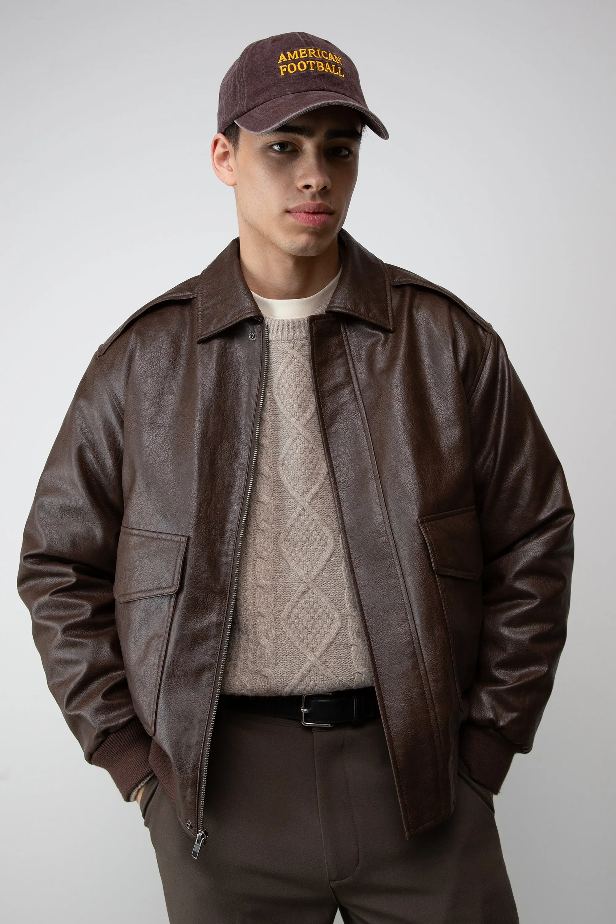 VEGAN LEATHER BOMBER JACKET sold by OAK AND FORT product image thumbnail 2
