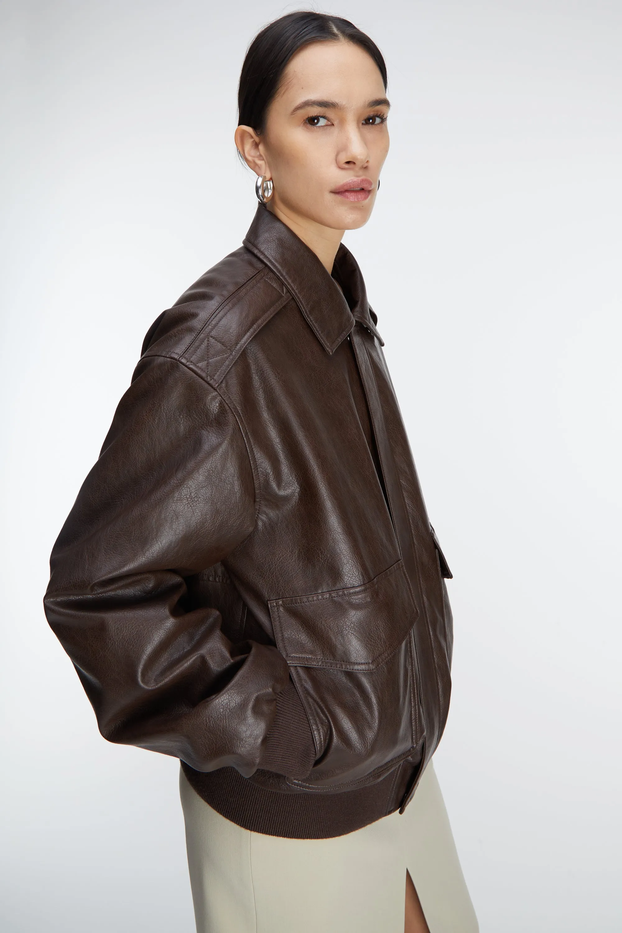 VEGAN LEATHER BOMBER JACKET sold by OAK AND FORT product image thumbnail 5