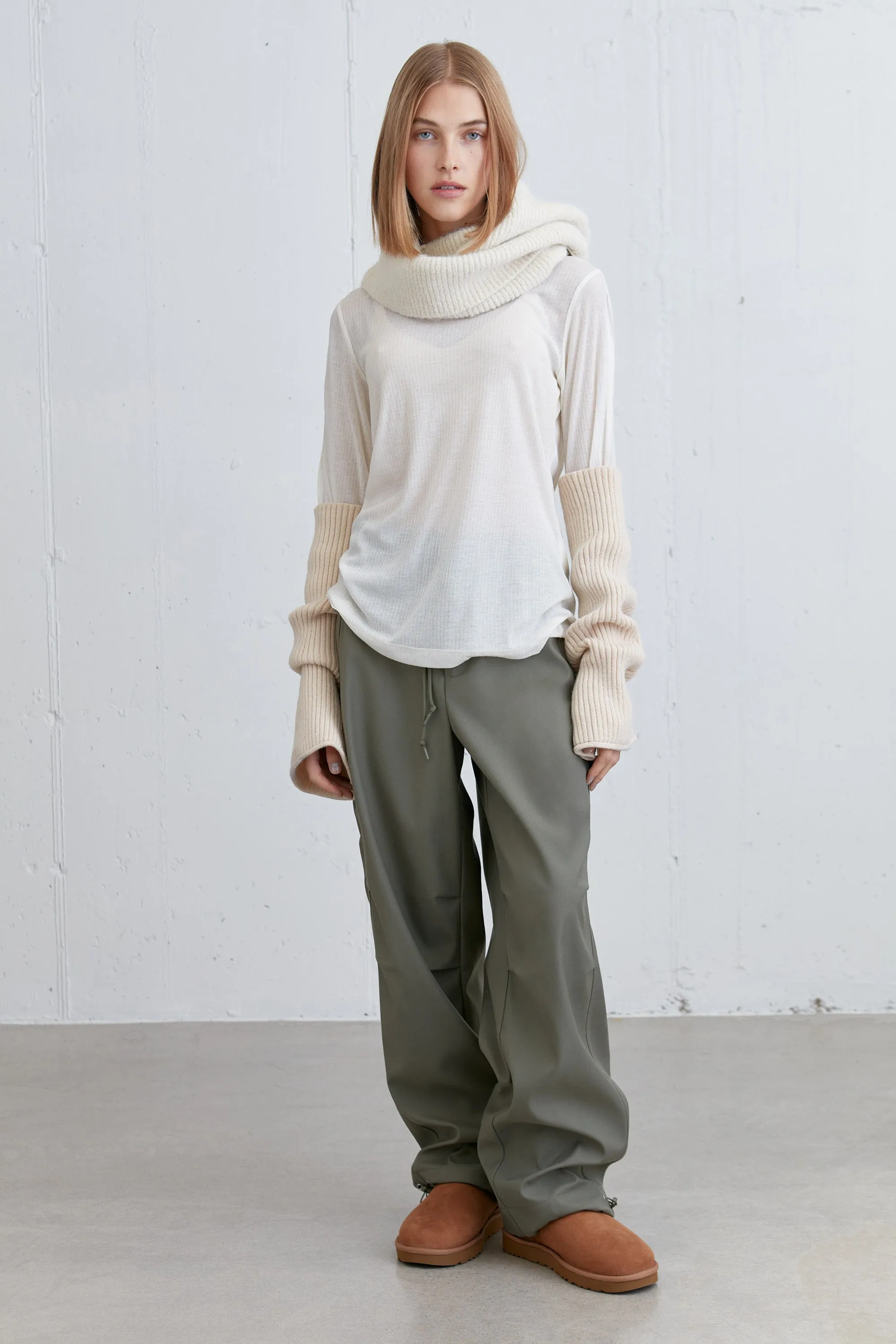 SHEER CREWNECK LONG SLEEVE TOP sold by OAK AND FORT product image thumbnail 4