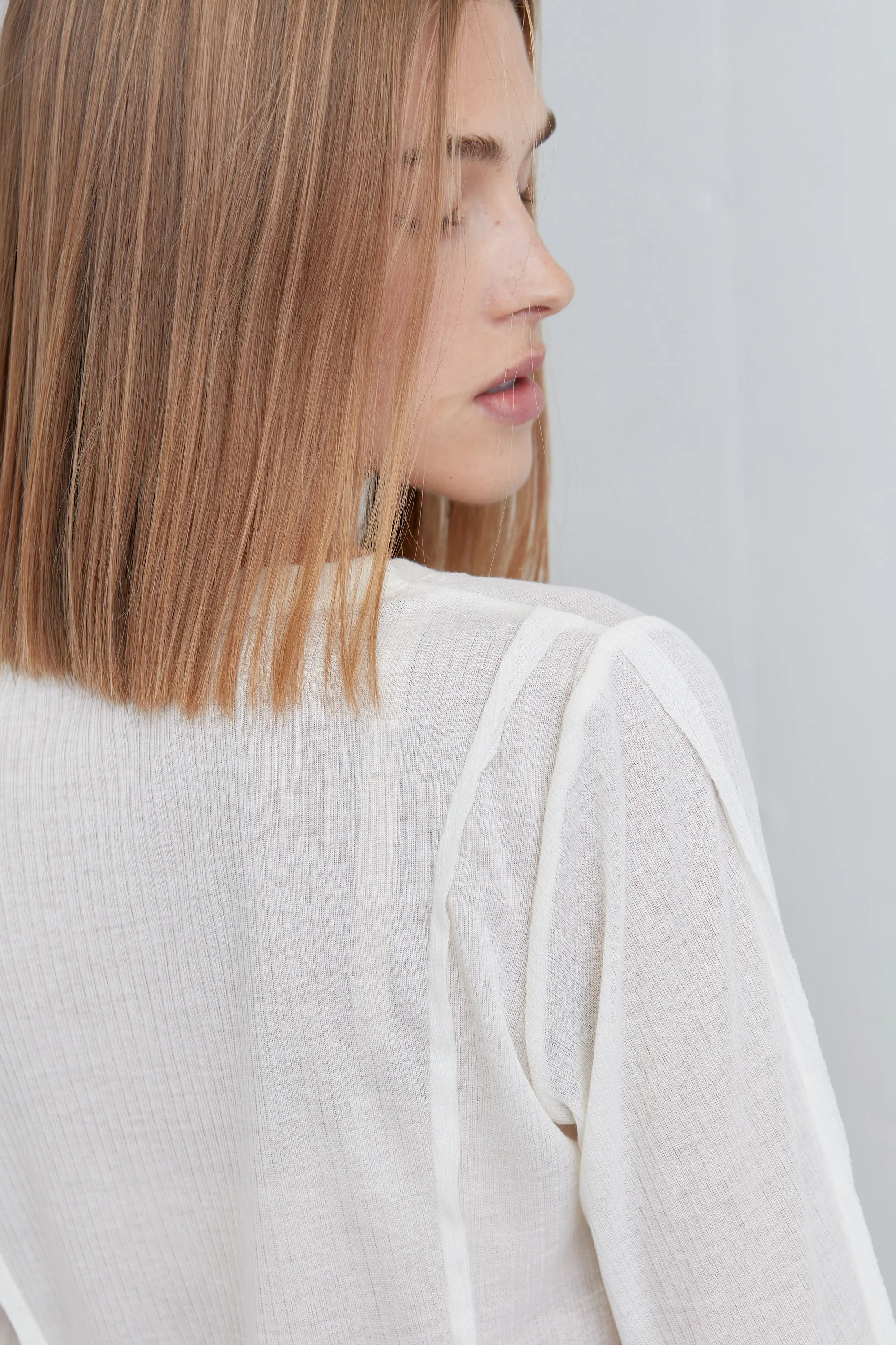 SHEER CREWNECK LONG SLEEVE TOP sold by OAK AND FORT product image thumbnail 5