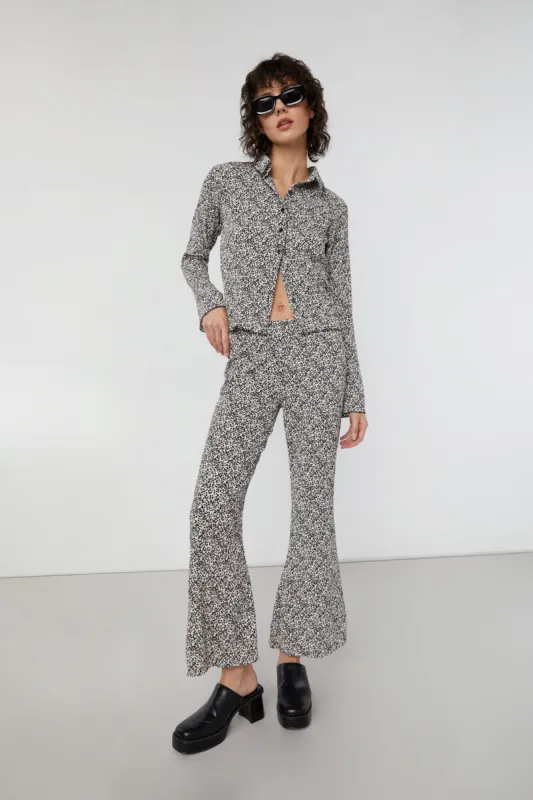 FLORAL PLEATED FLARED PANT sold by OAK AND FORT