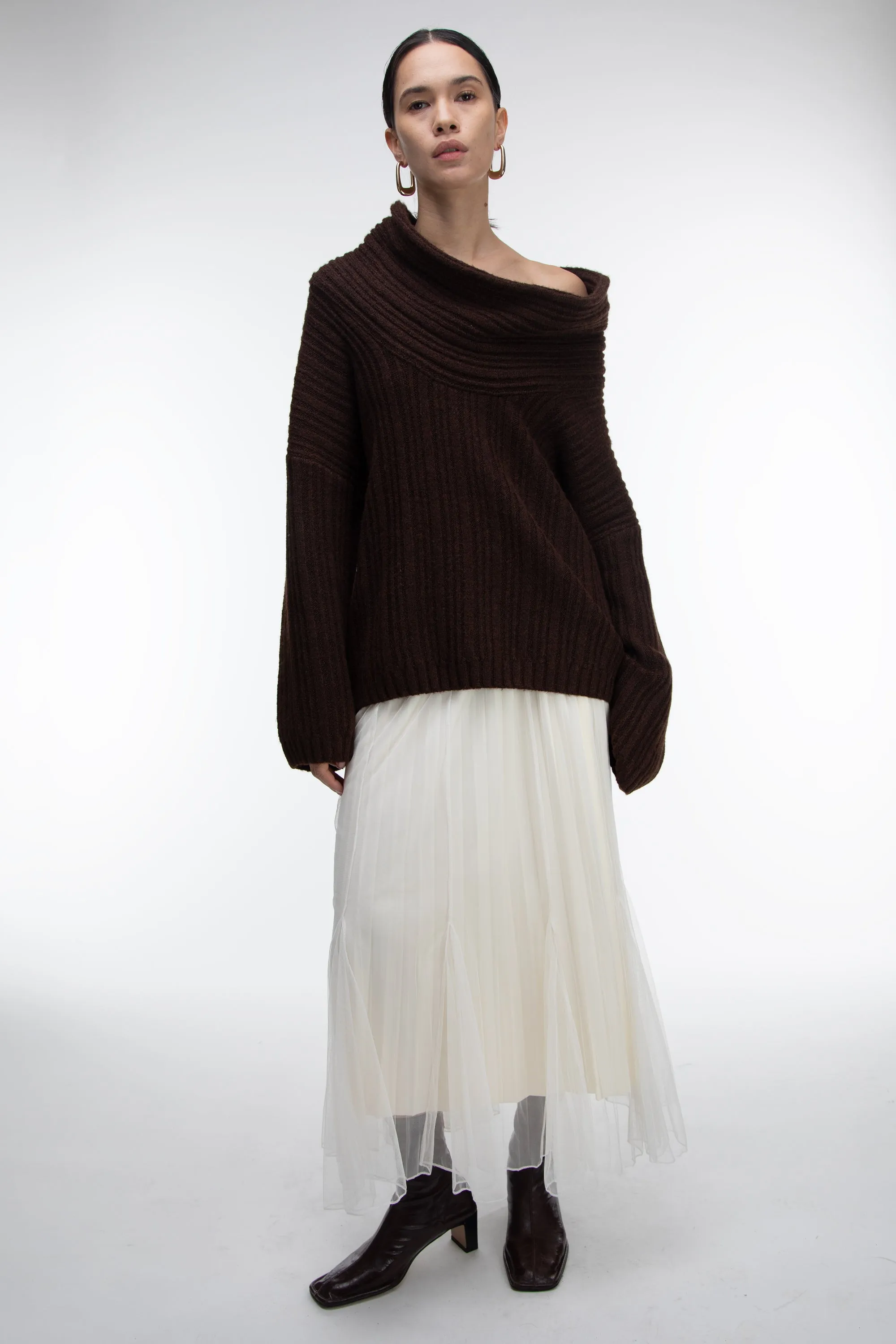 REVERSIBLE LAYERED PLEATED MIDI SKIRT sold by OAK AND FORT