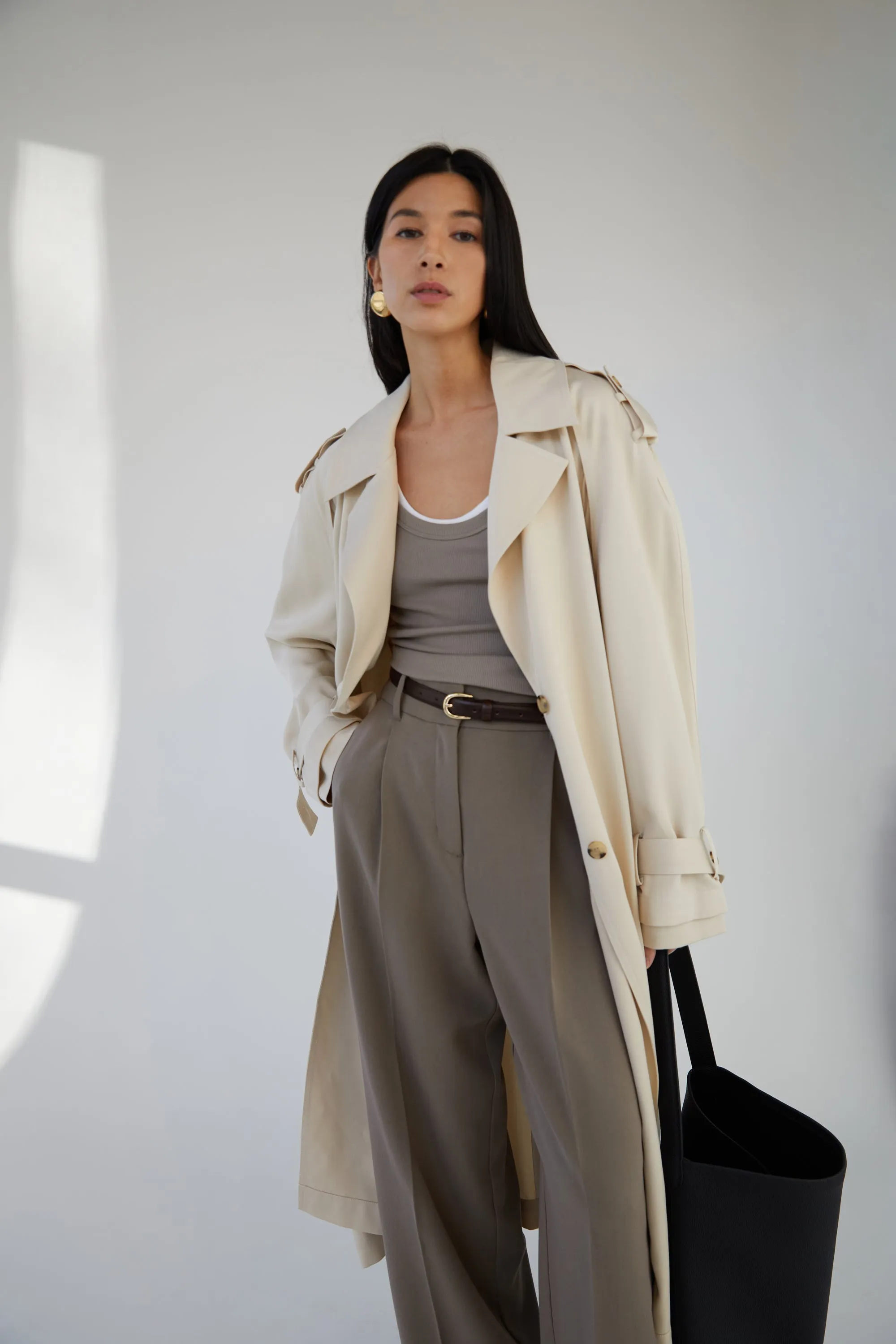 FLOWY TENCEL TRENCH COAT sold by OAK AND FORT product image thumbnail 4