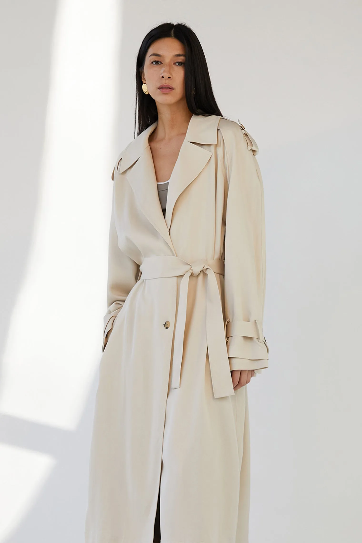 FLOWY TENCEL TRENCH COAT sold by OAK AND FORT product image thumbnail 5