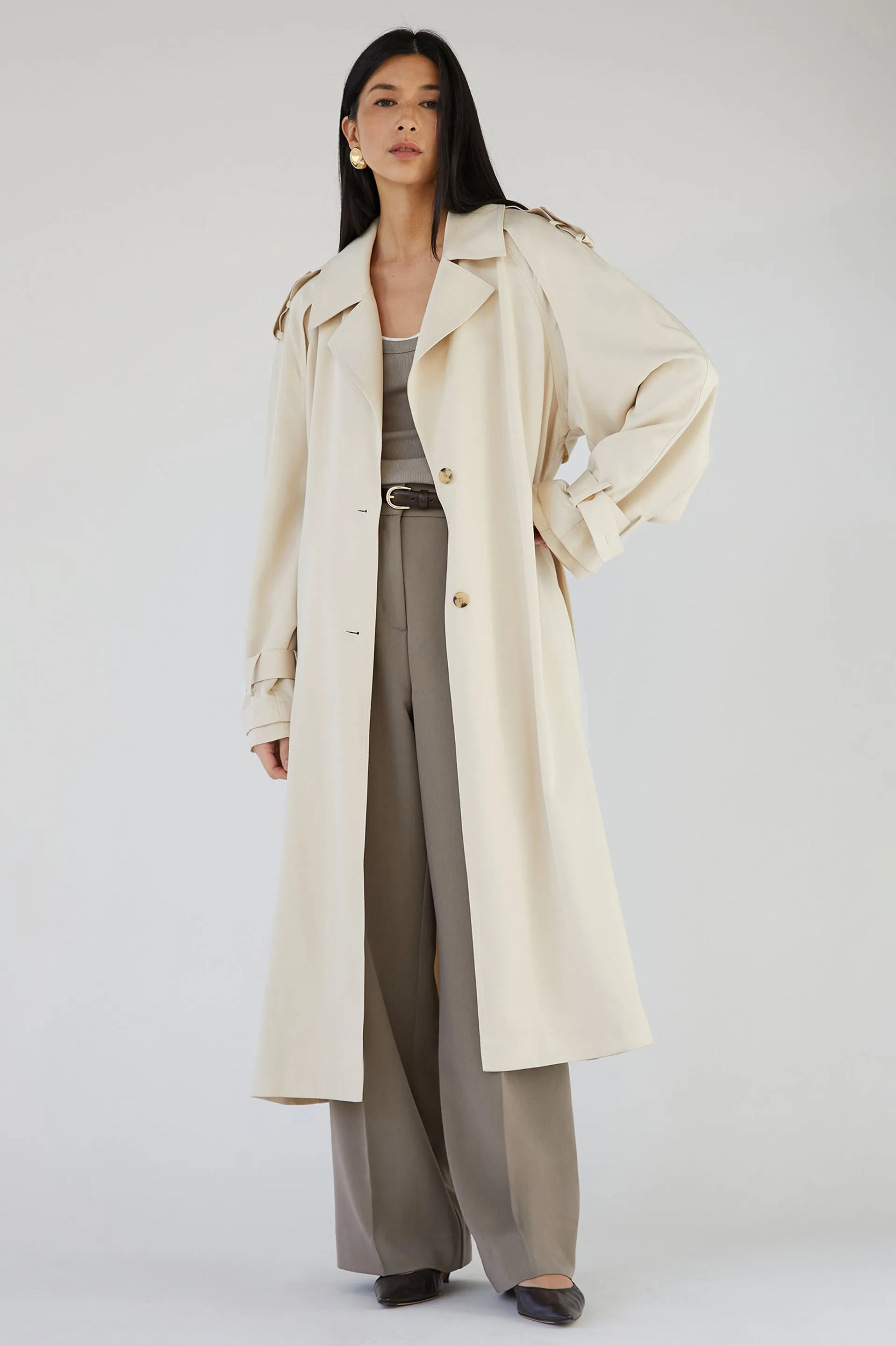 FLOWY TENCEL TRENCH COAT sold by OAK AND FORT product image thumbnail 3