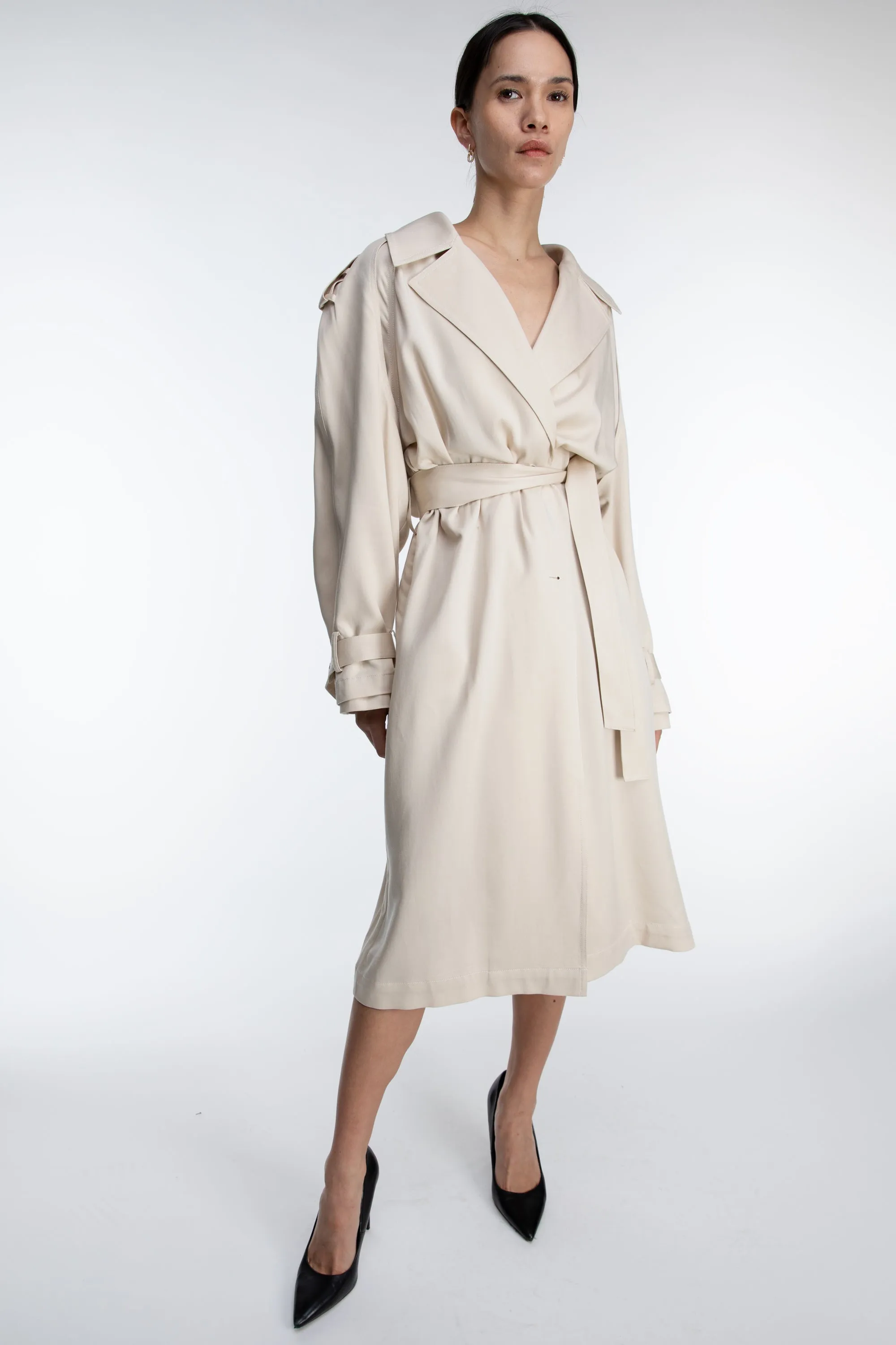FLOWY TENCEL TRENCH COAT sold by OAK AND FORT