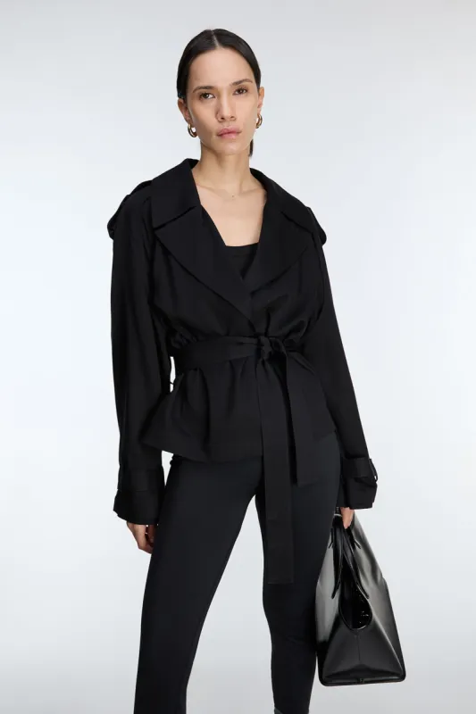 CROPPED FLOWY TENCEL TRENCH COAT sold by OAK AND FORT