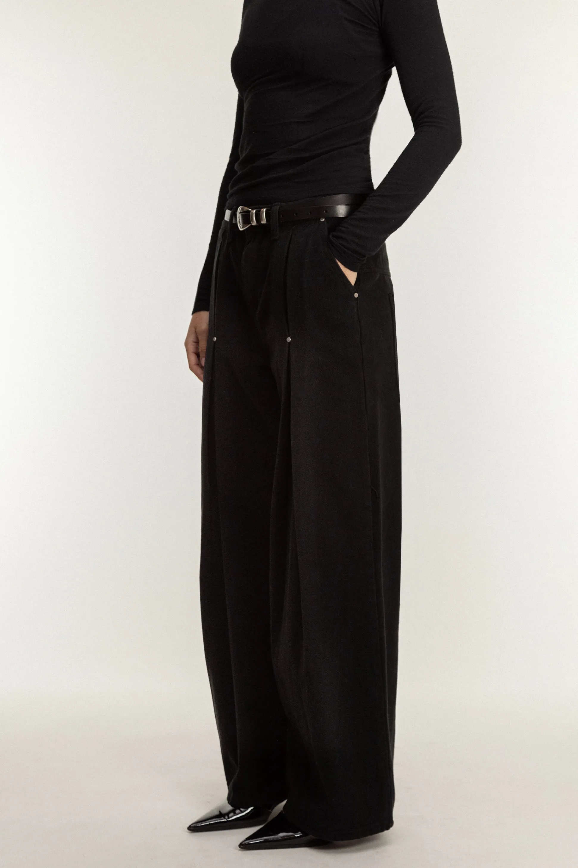 PLEATED PANTS WITH STUD DETAILS sold by OAK AND FORT product image thumbnail 2
