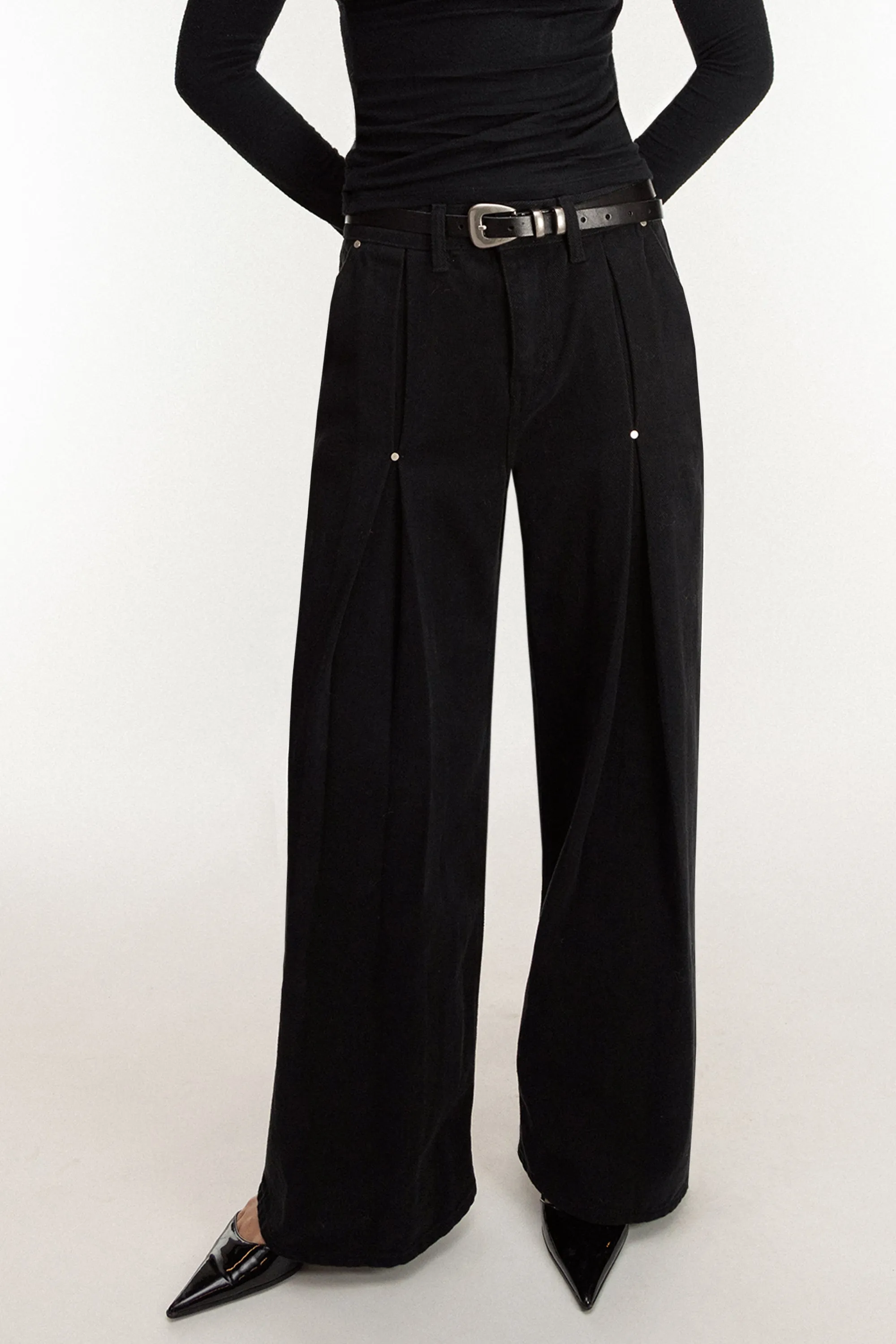 PLEATED PANTS WITH STUD DETAILS sold by OAK AND FORT product image thumbnail 3