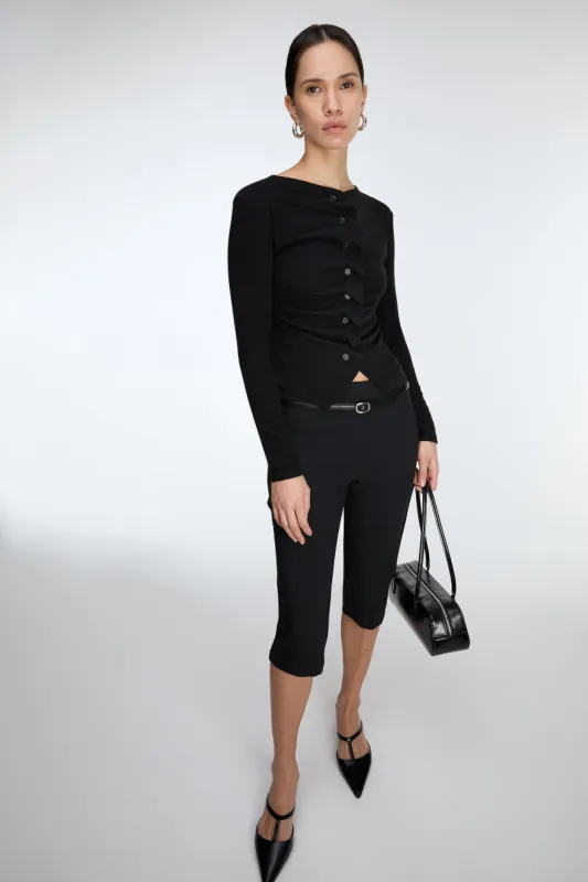 RUFFLE PLACKET BUTTON UP CARDIGAN sold by OAK AND FORT