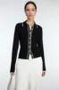 CONTRAST TRIM BUTTON FRONT COLLARED CARDIGAN sold by OAK AND FORT