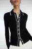CONTRAST TRIM BUTTON FRONT COLLARED CARDIGAN sold by OAK AND FORT