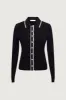 CONTRAST TRIM BUTTON FRONT COLLARED CARDIGAN sold by OAK AND FORT