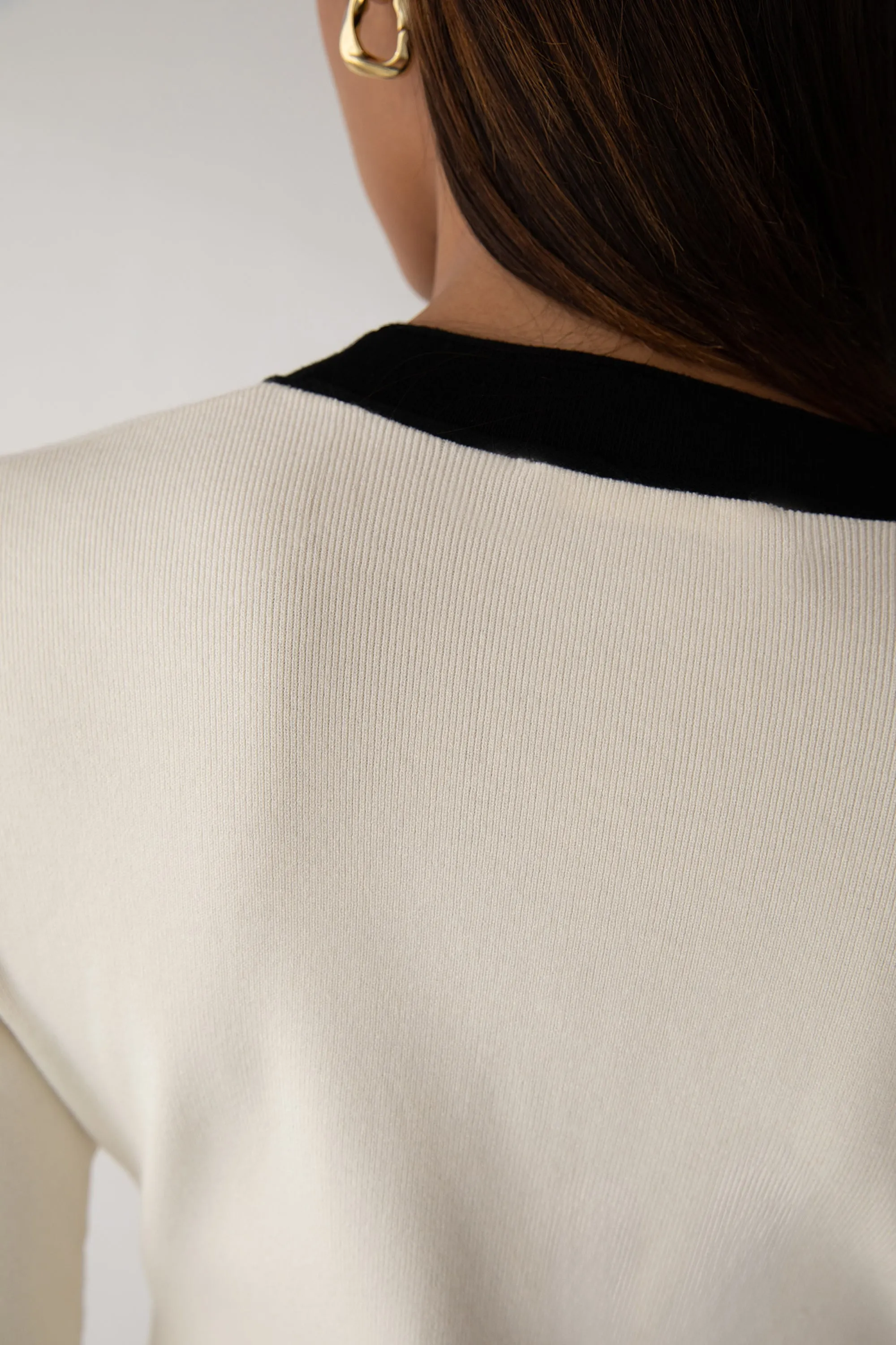 CONTRAST TRIM BUTTON FRONT KNIT MINI DRESS sold by OAK AND FORT product image thumbnail 4