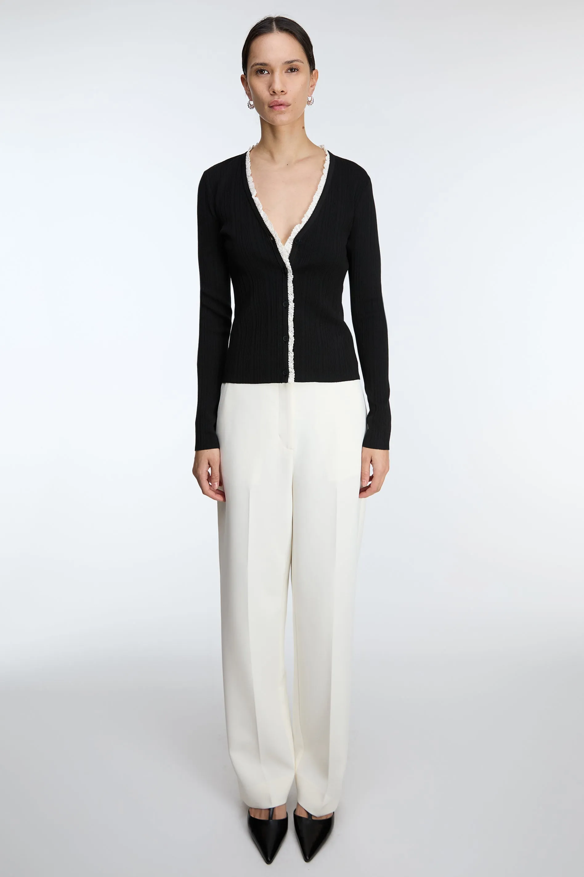 HIGH-RISE STRAIGHT LEG TROUSER WITH HALF ELASTIC WAIST sold by OAK AND FORT product image thumbnail 2