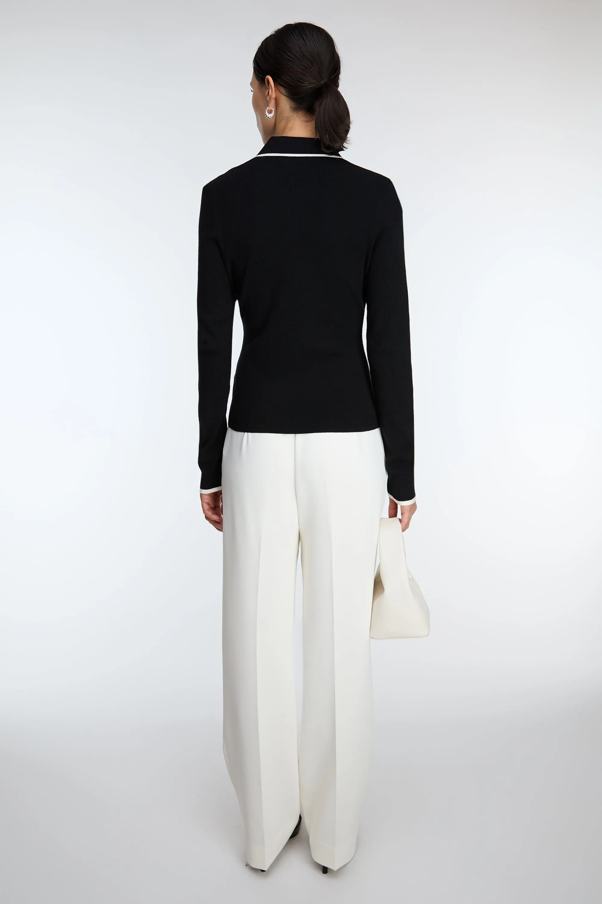 HIGH-RISE STRAIGHT LEG TROUSER WITH HALF ELASTIC WAIST sold by OAK AND FORT product image thumbnail 4