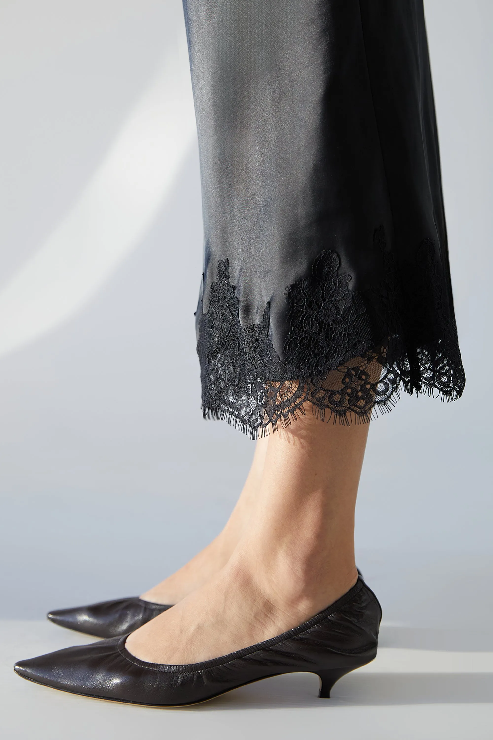 LACE TRIM SATIN MIDI SKIRT sold by OAK AND FORT product image thumbnail 2