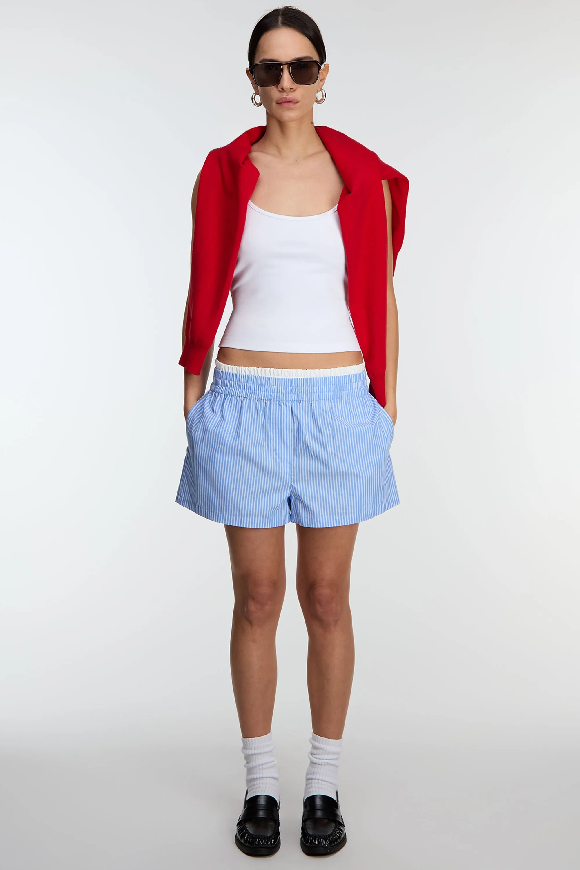 STRIPED COTTON POPLIN BOXER SHORT sold by OAK AND FORT