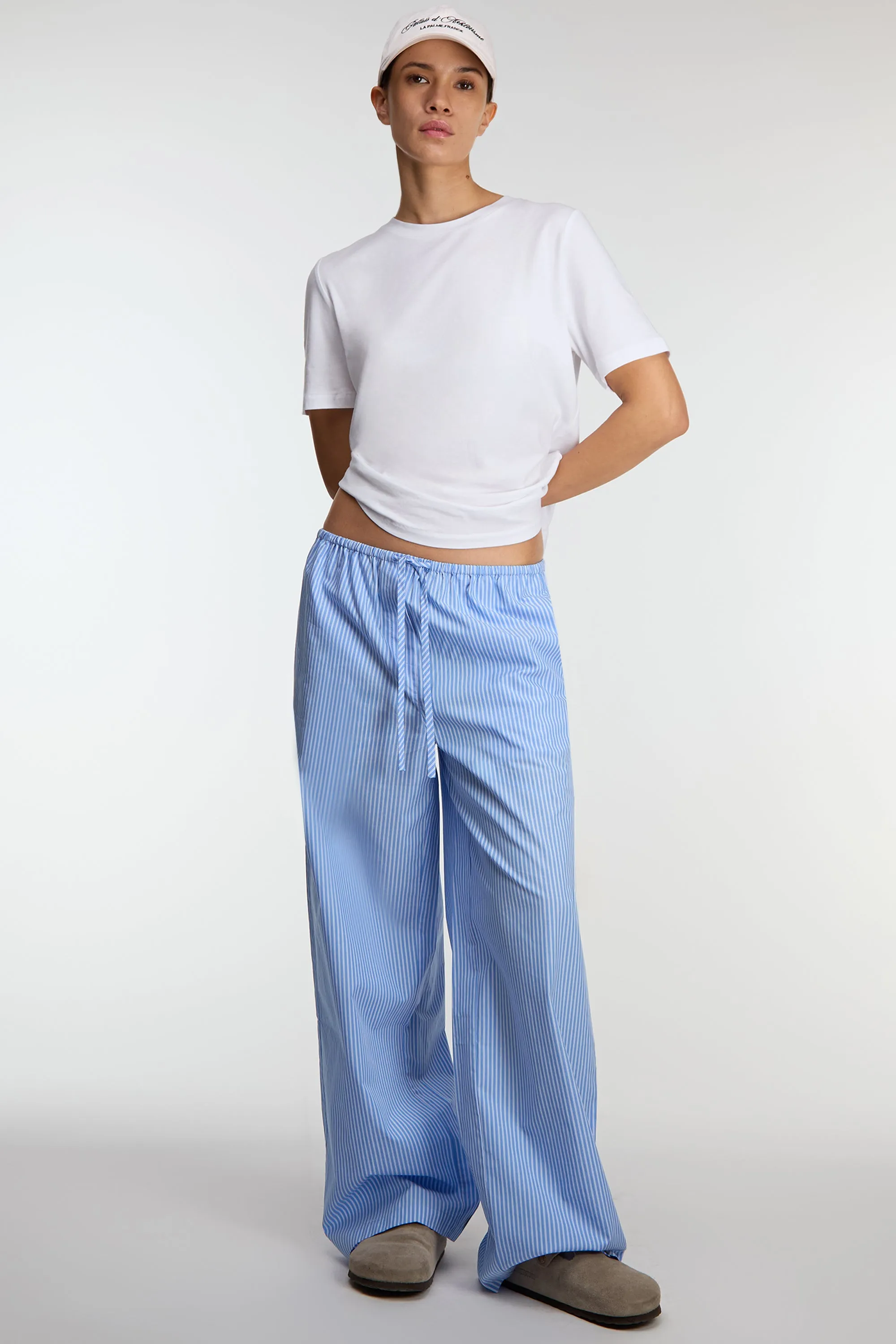 STRIPED COTTON POPLIN PAJAMA STYLE PANT sold by OAK AND FORT