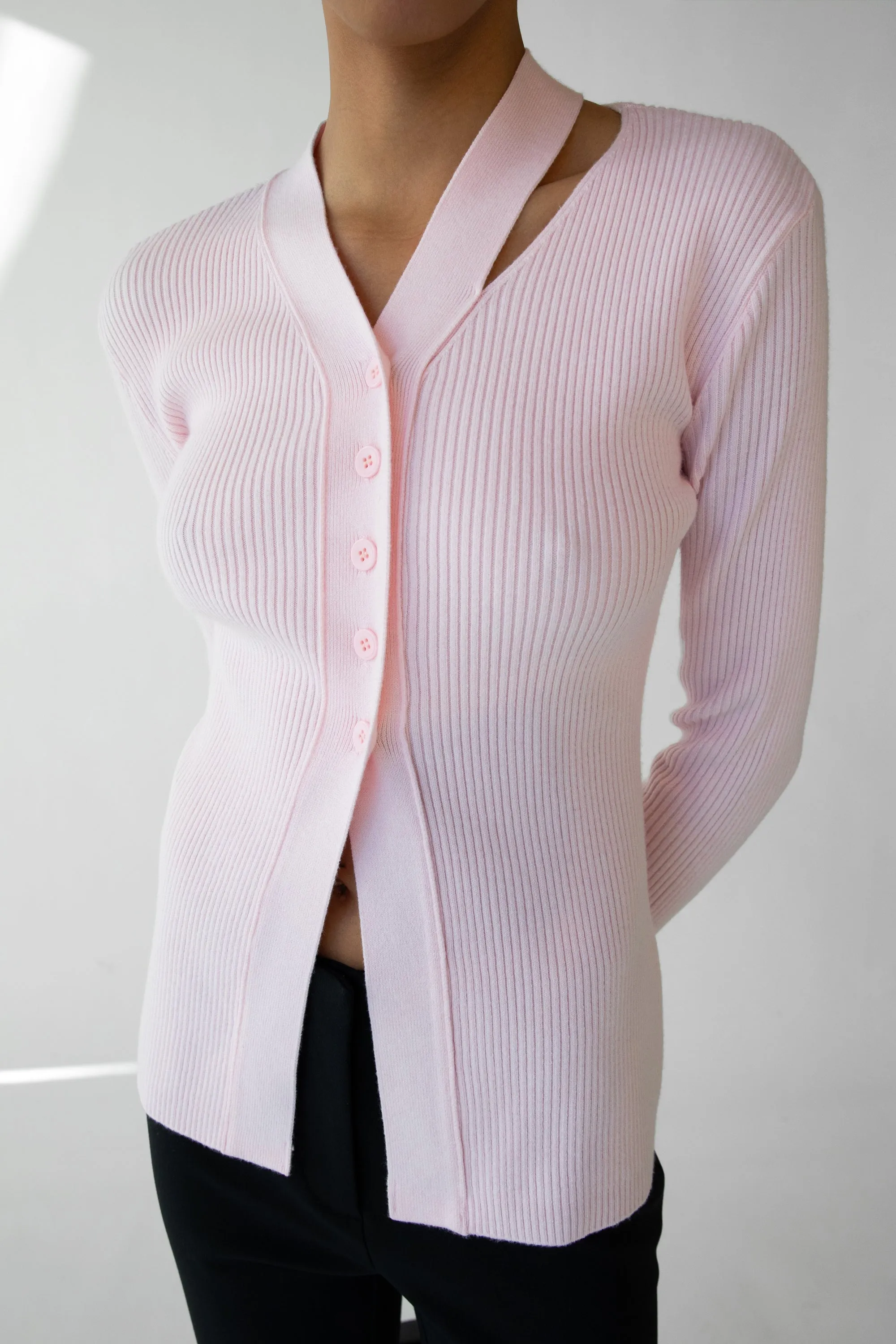 CUT OUT DETAIL BUTTON-FRONT CARDIGAN sold by OAK AND FORT product image thumbnail 5