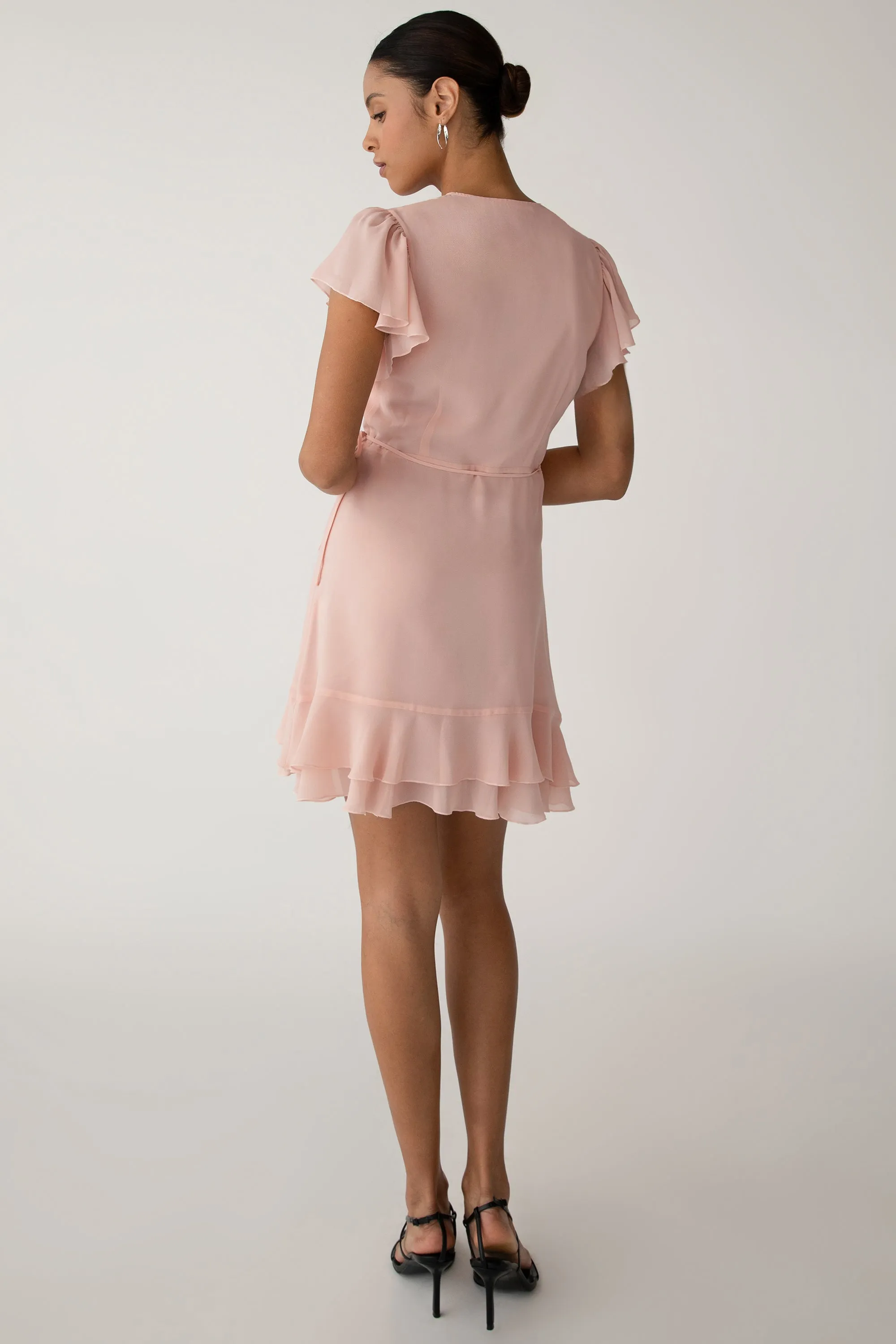 WRAP MINI DRESS WITH RUFFLED HEM sold by OAK AND FORT product image thumbnail 4