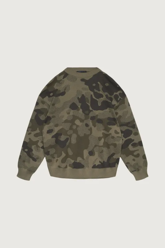 JACQUARD CAMO KNIT SWEATER sold by OAK AND FORT