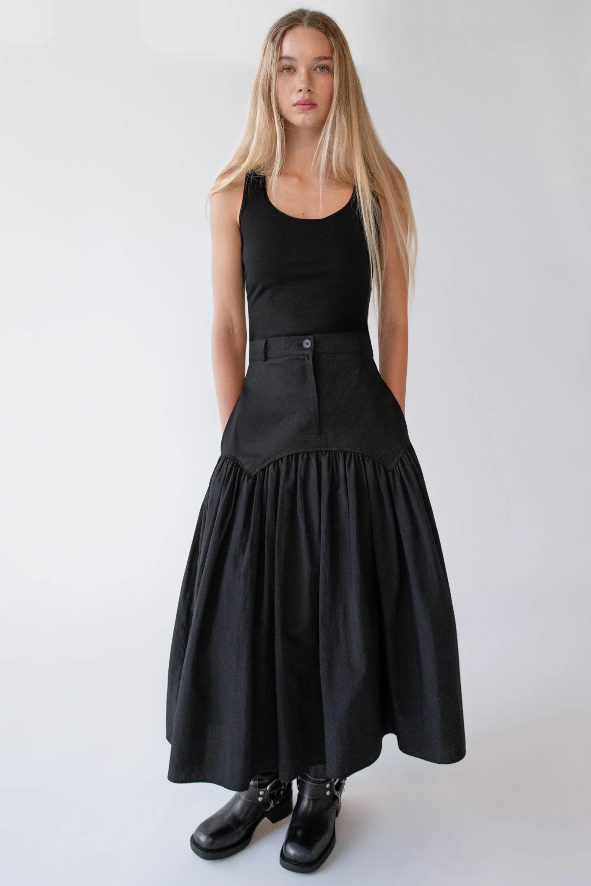 NYLON PLEATED MIDI SKIRT sold by OAK AND FORT