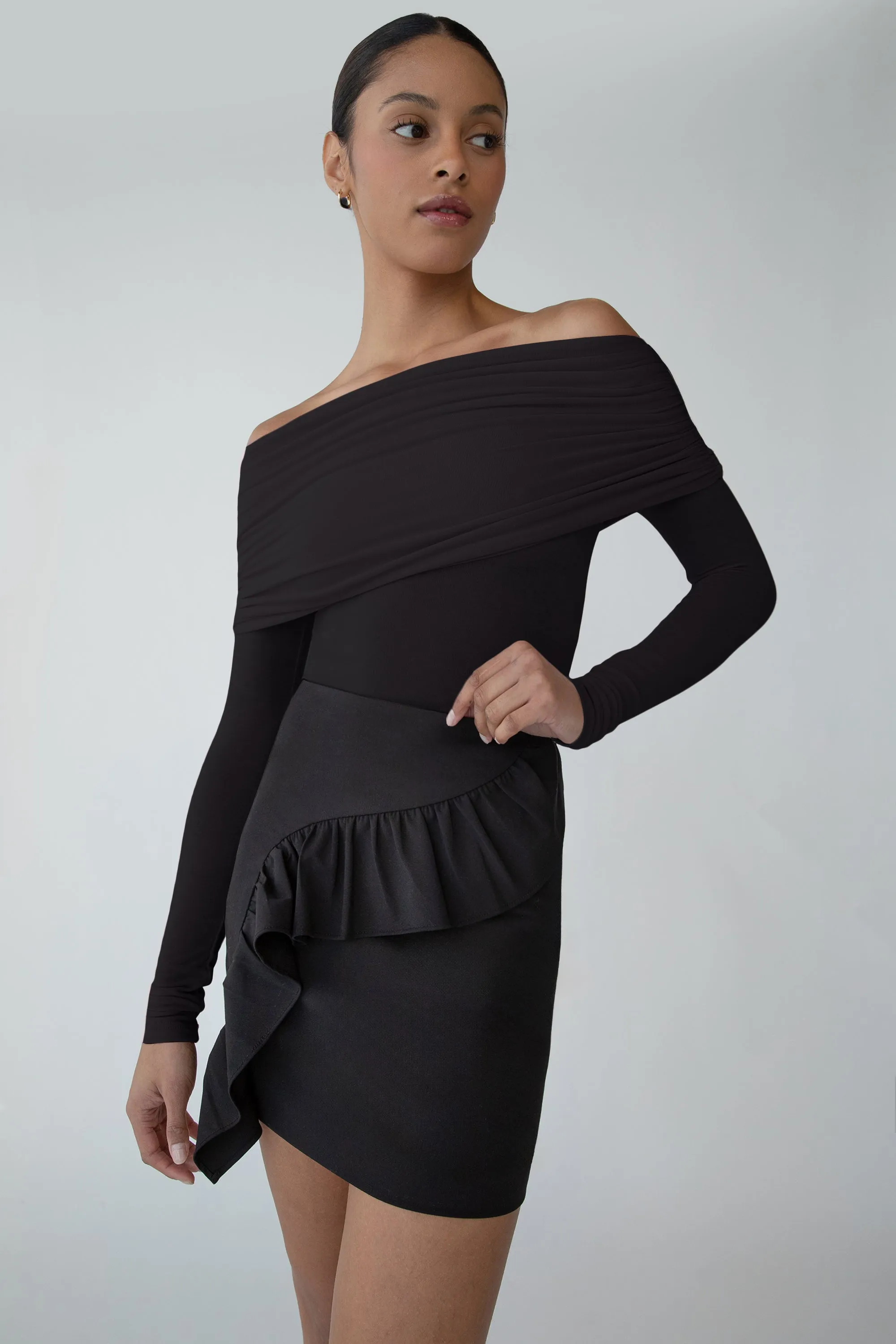 MINI SKIRT WITH CURVED RUFFLE sold by OAK AND FORT product image thumbnail 2